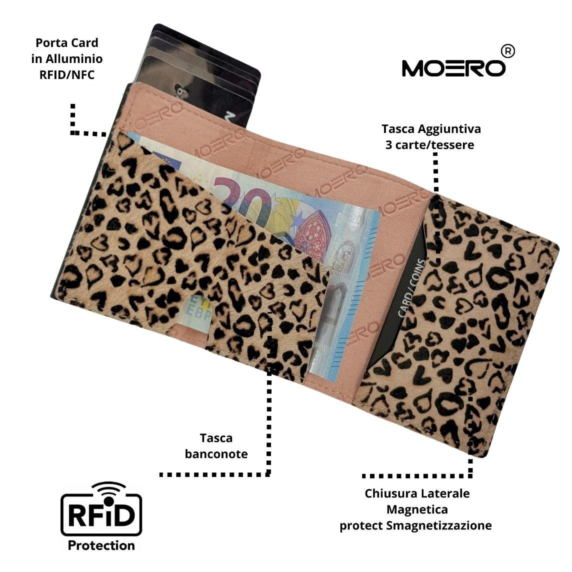 Moero Linea PRO PRO portafoglio cavallino maculato RFID magnetico