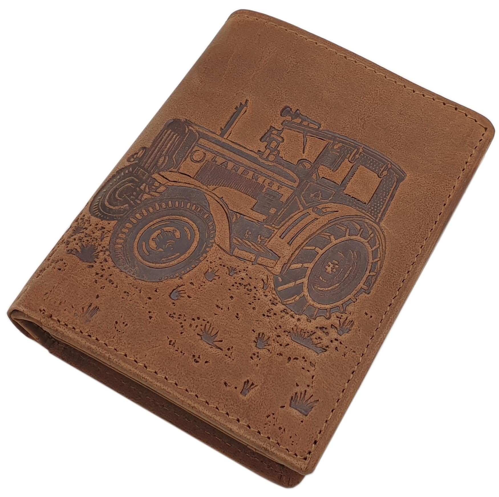 myledershop Herren Geldbörsen Modello 2 Orizzontale Cognac portafoglio uomo pelle bufalo RFID