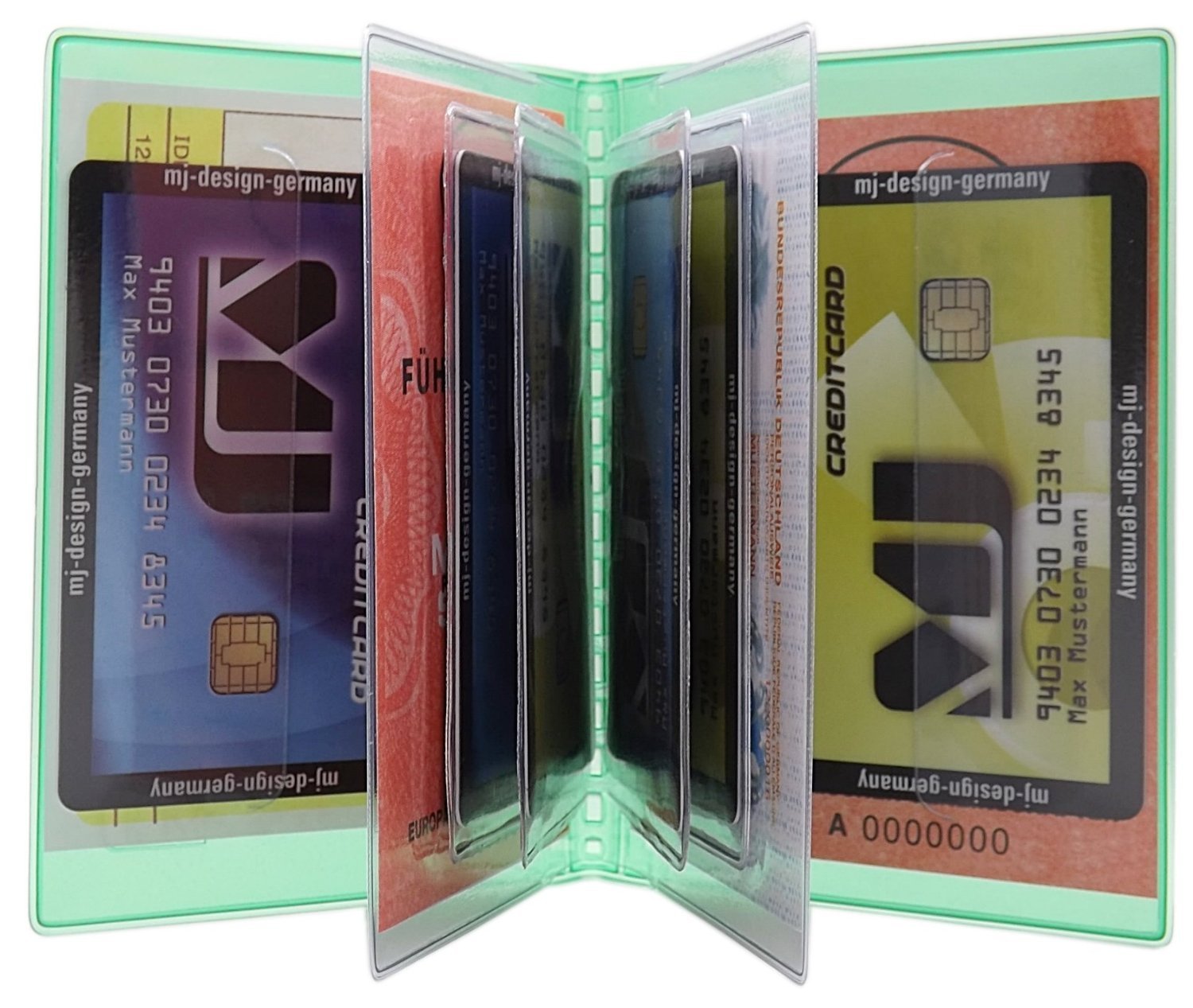 myledershop Karten- und Ausweisetuis porta documenti 10 scomparti verde
