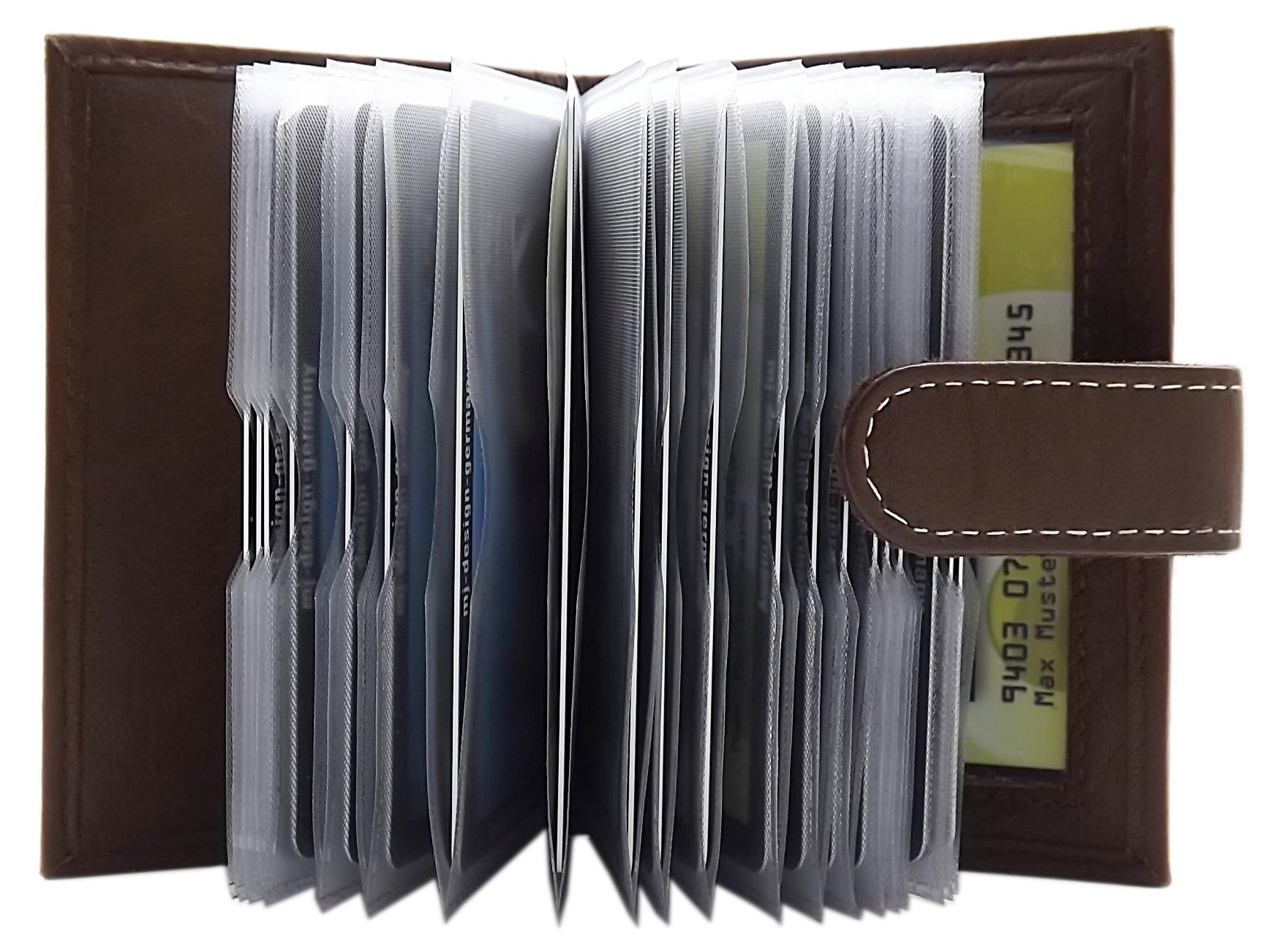 myledershop Kredit- und Visitenkartenetuis porta carte Marrone 22 scomparti pelle bufalo