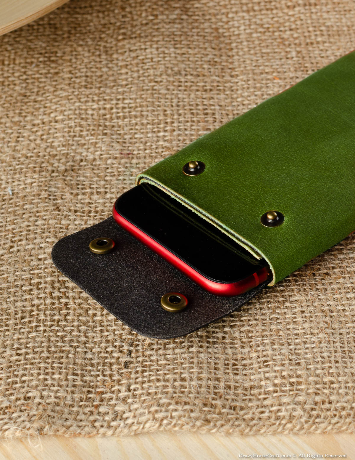 Crazy Horse Craft Minimalist Series custodia portafoglio telefono Alpine Green XL