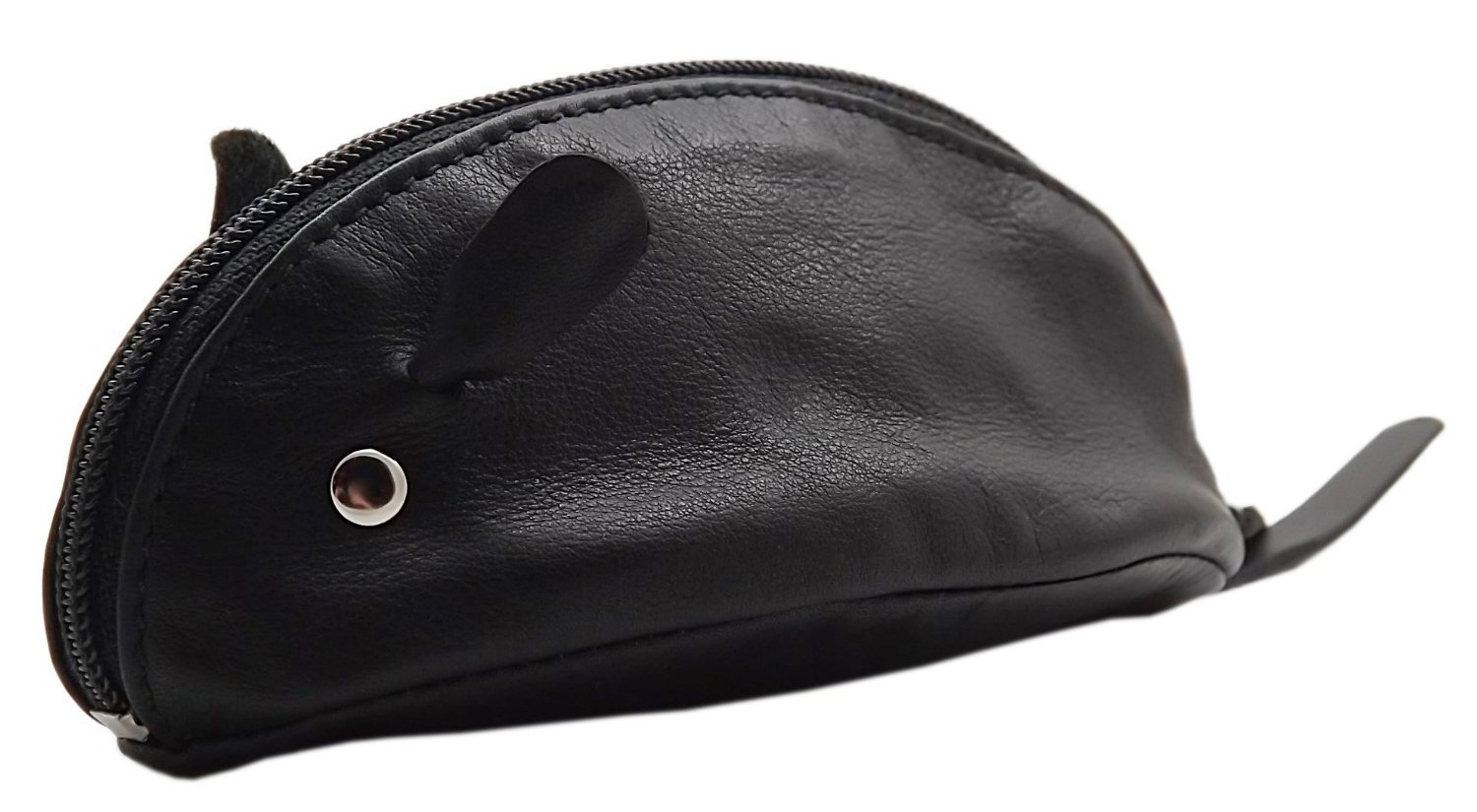 myledershop Schlüsseltaschen portachiavi in pelle nero con cerniera