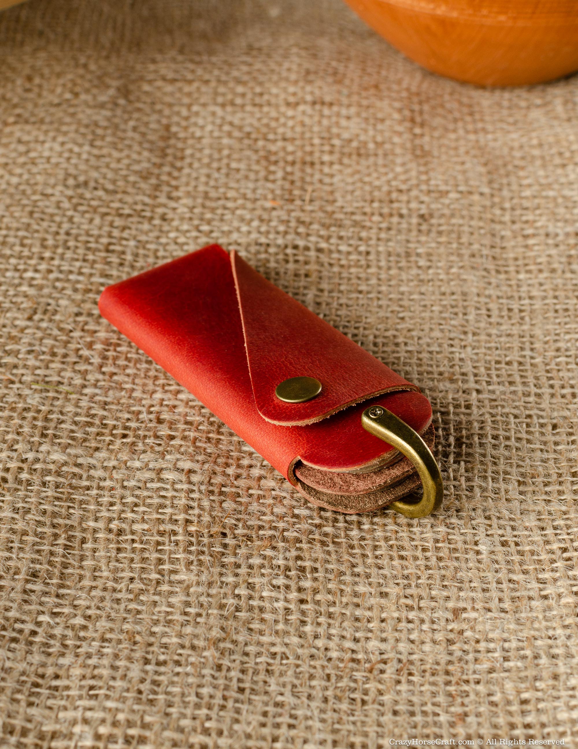 Crazy Horse Craft Minimalist Series portachiavi pelle Fragola Red