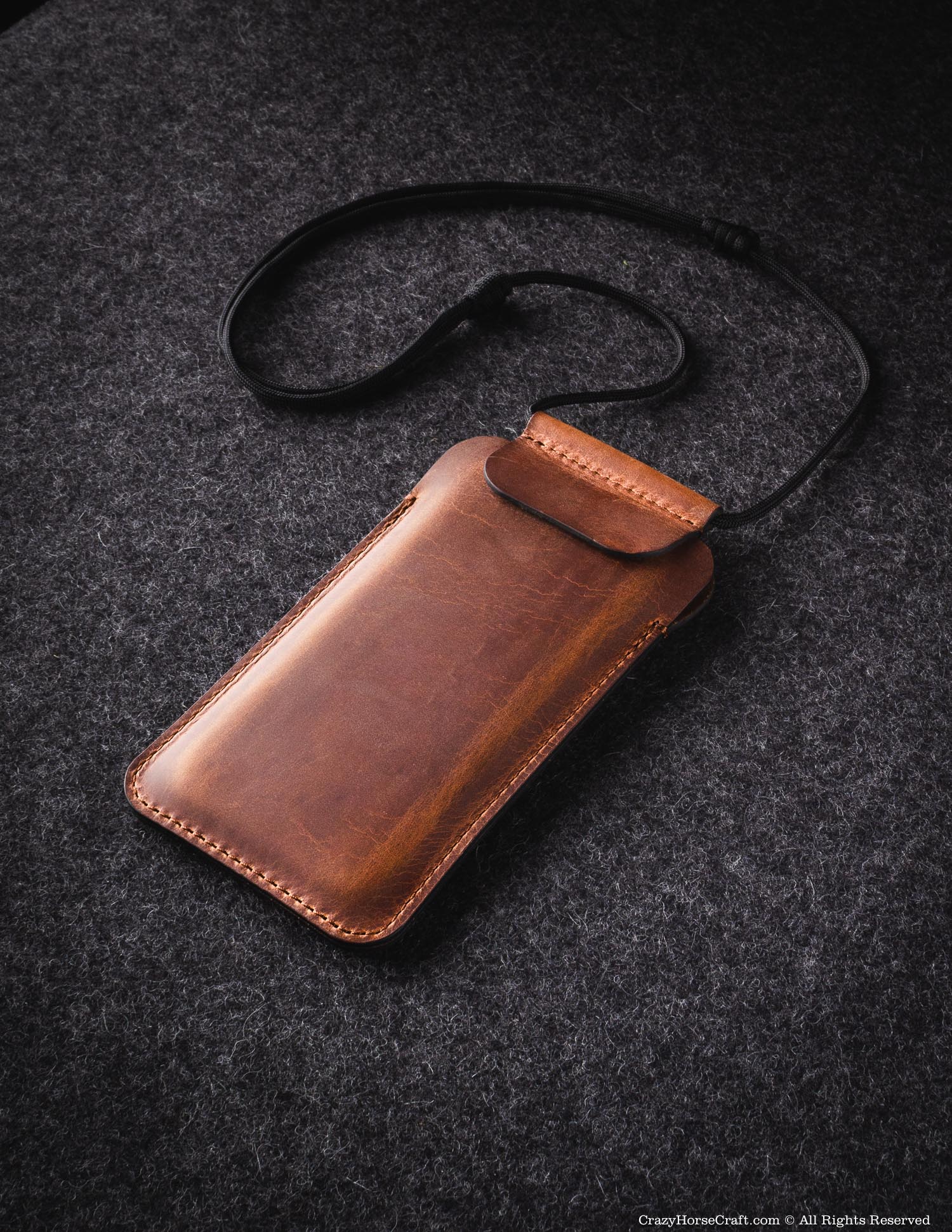 Crazy Horse Craft Phone Cases custodia iPhone con laccio Classic Brown