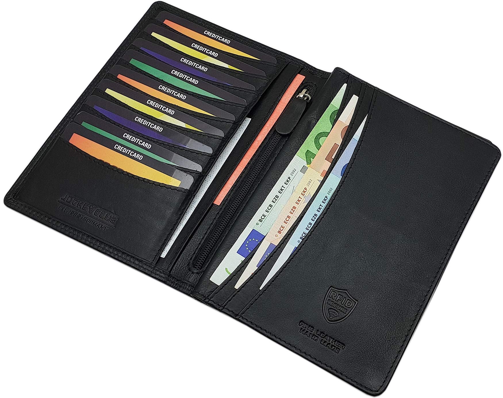 myledershop Herren Geldbörsen portafoglio grande nero vacchetta nappa