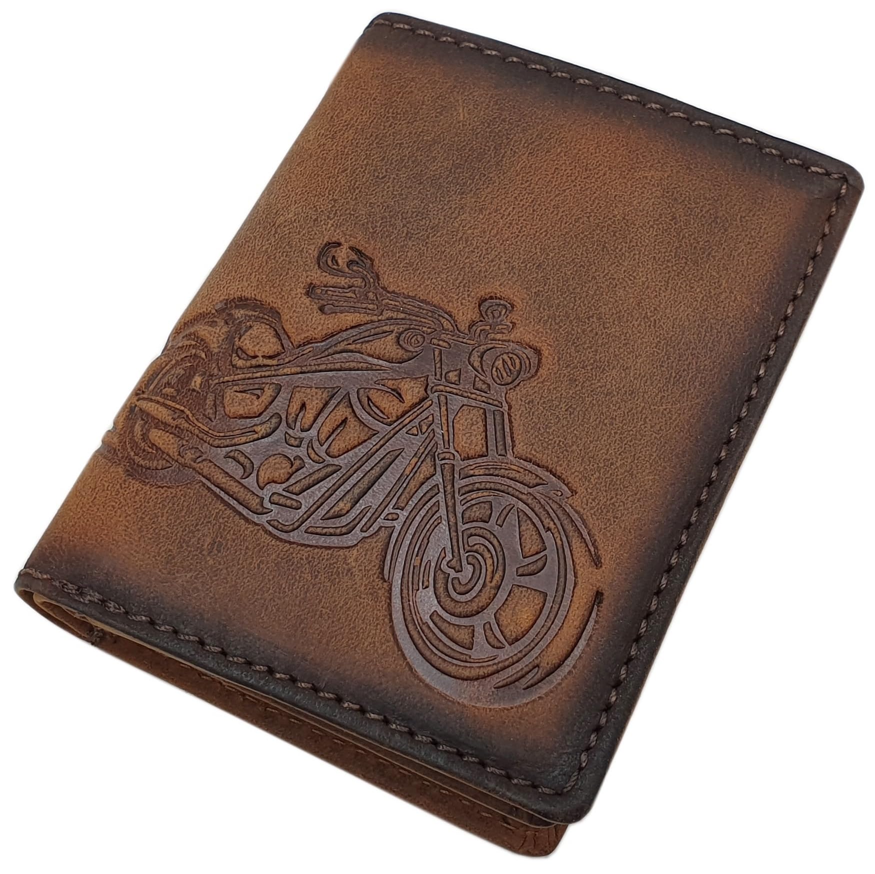 myledershop Herren Geldbörsen portafoglio verticale motivo cervo marrone RFID