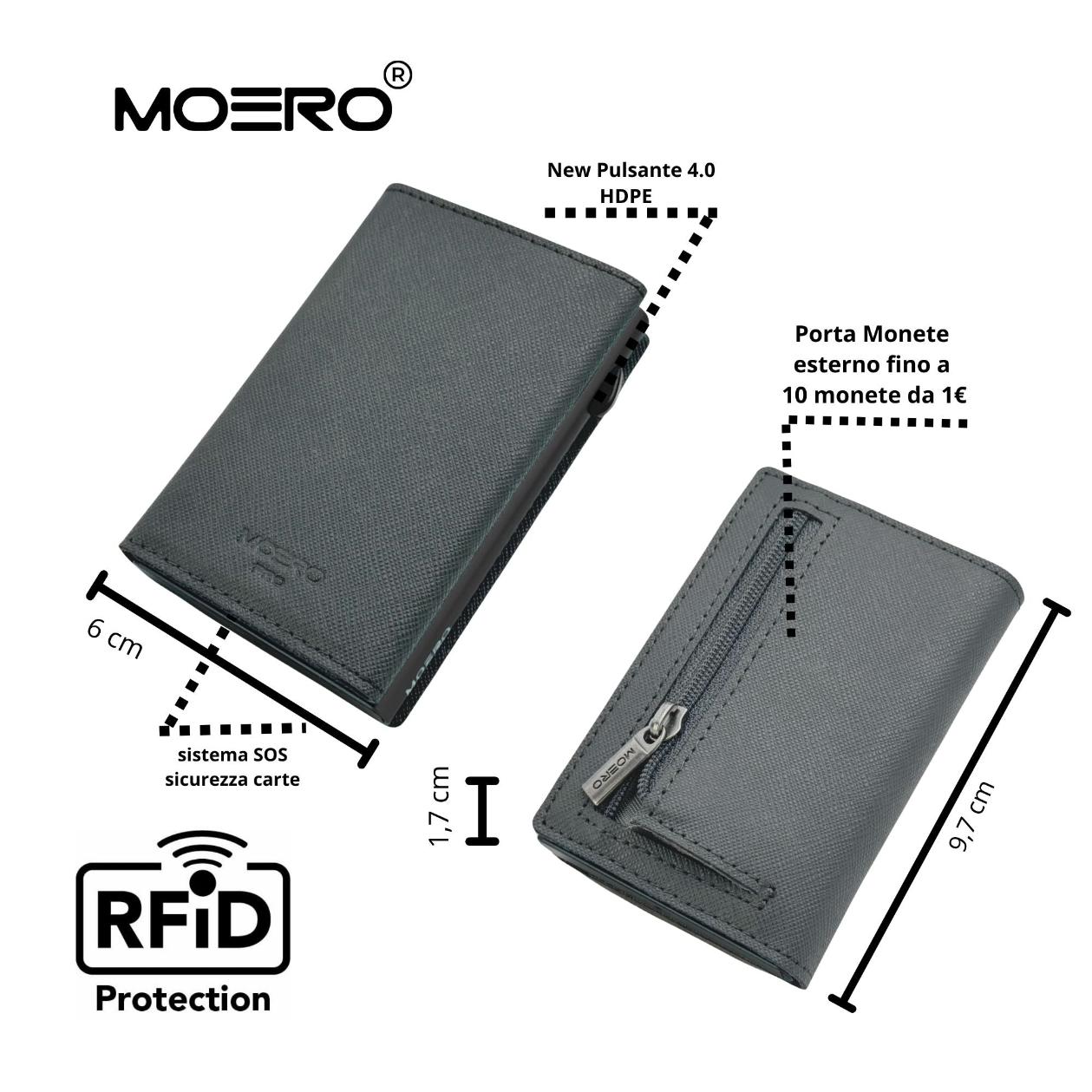 Moero Linea PRO PRO Zip Saffiano portafoglio grigio RFID