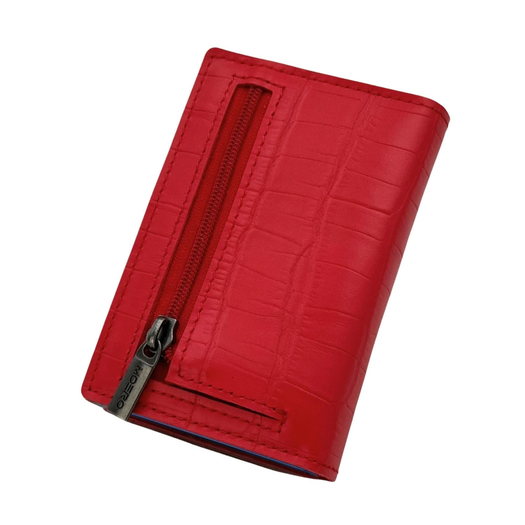 Moero Linea PRO Zip Croco portafoglio rosso con portamonete