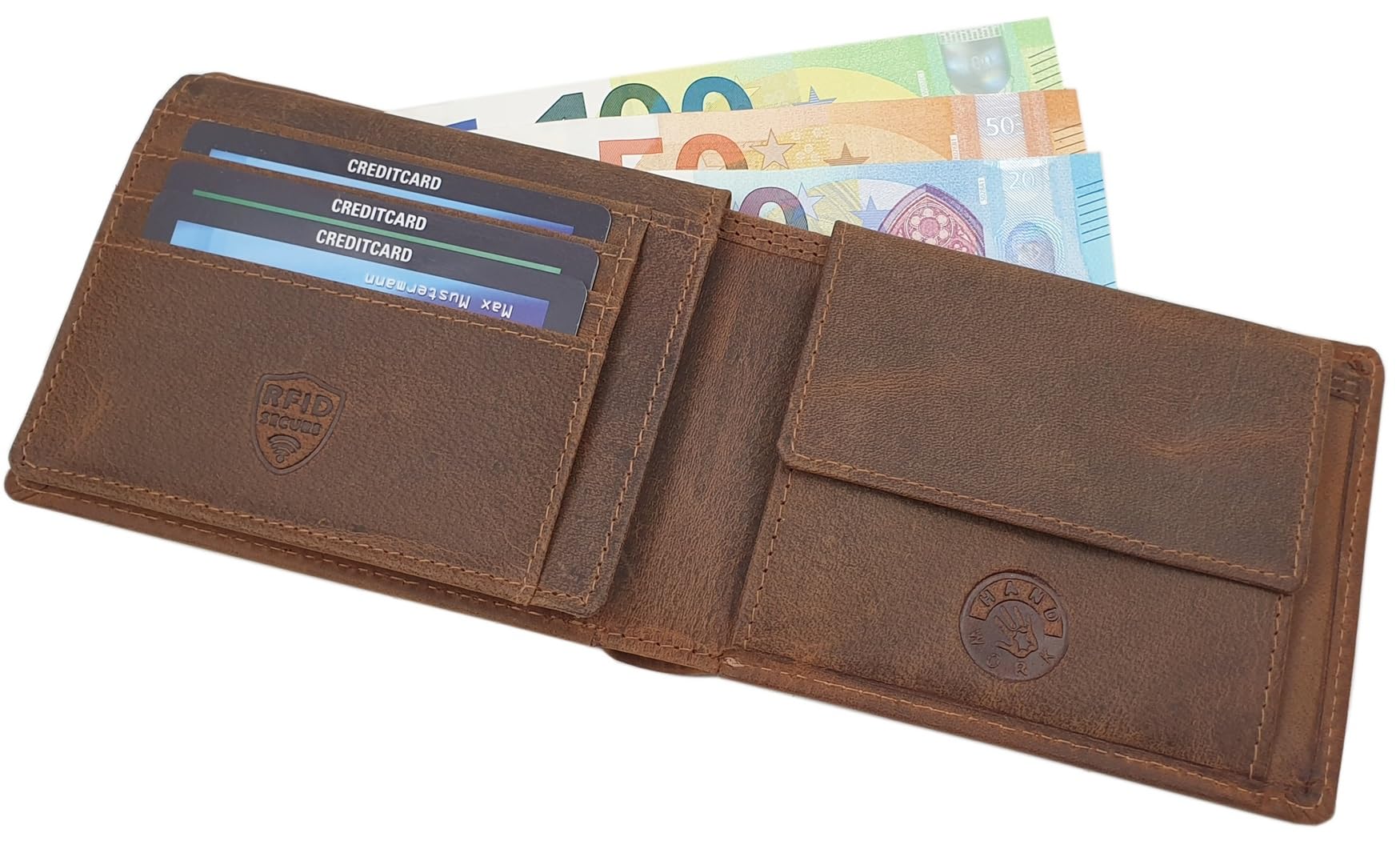 myledershop Herren Geldbörsen portafoglio Modello 2 formato orizzontale in pelle RFID