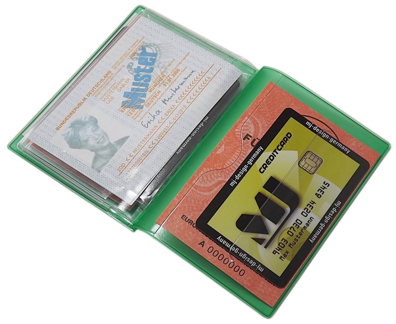 myledershop Karten- und Ausweisetuis porta documenti 10 scomparti verde