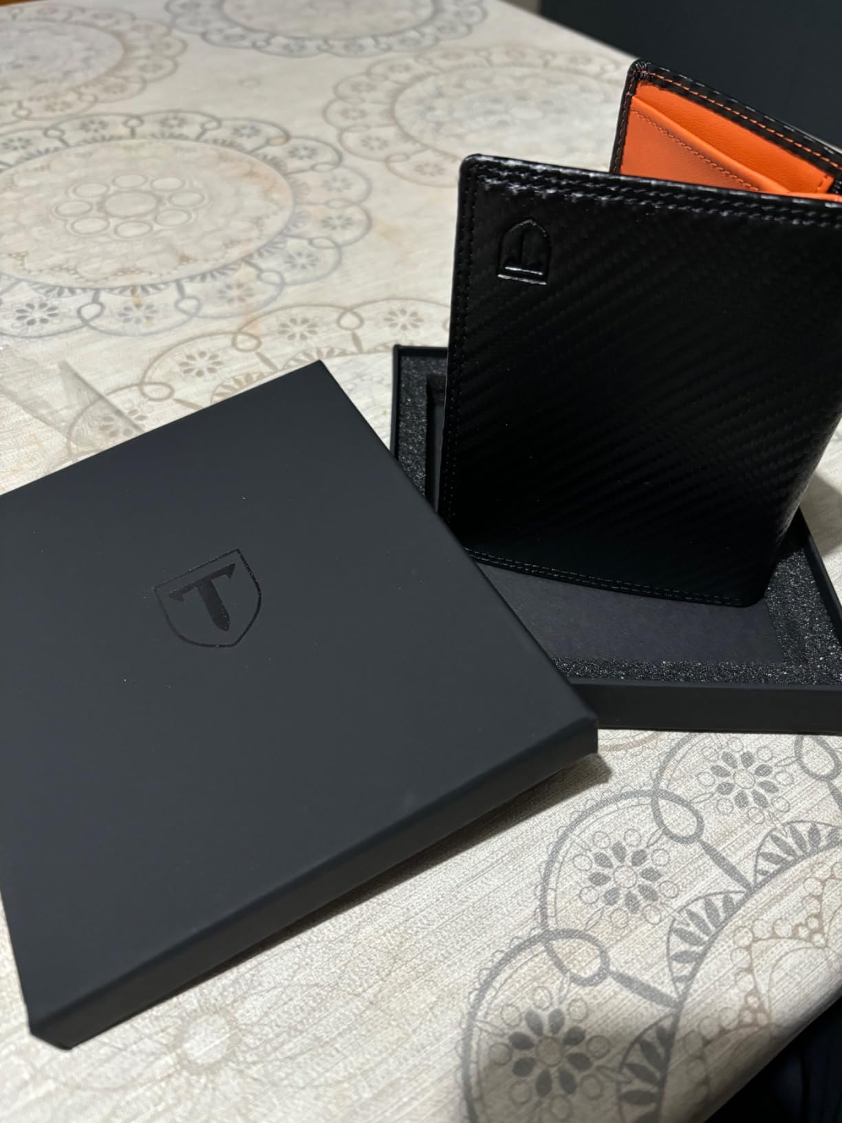 TENBST Classic Wallet portafoglio uomo nero arancione 1 pezzo RFID