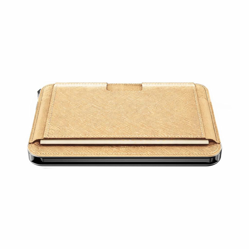 Moero Linea M2 M2 Pro Saffiano Gold portafoglio MagSafe RFID