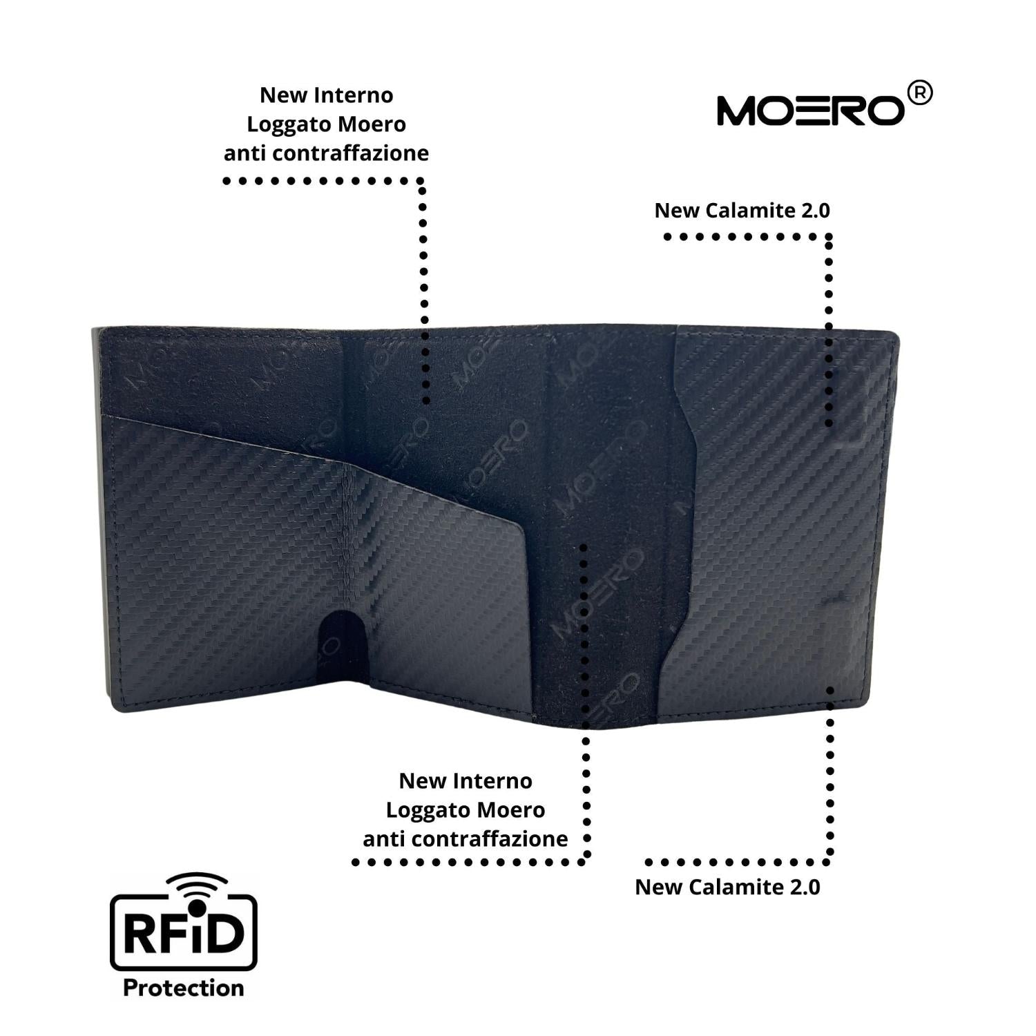 Moero Linea PRO Dual Zip portafoglio nero con doppio portacarte e zip