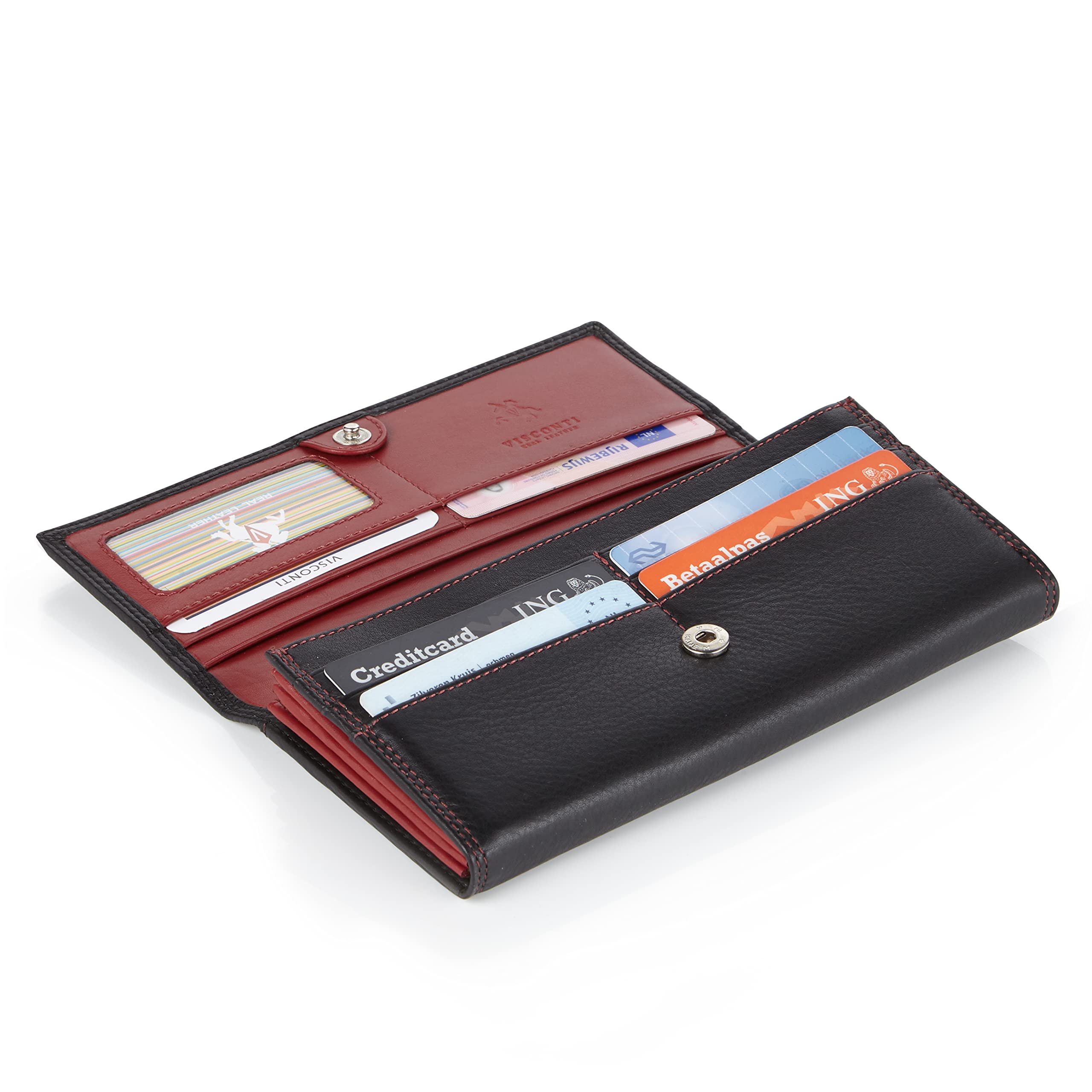 Visconti Colorado CD-21 portafoglio donna Nero Rosso RFID