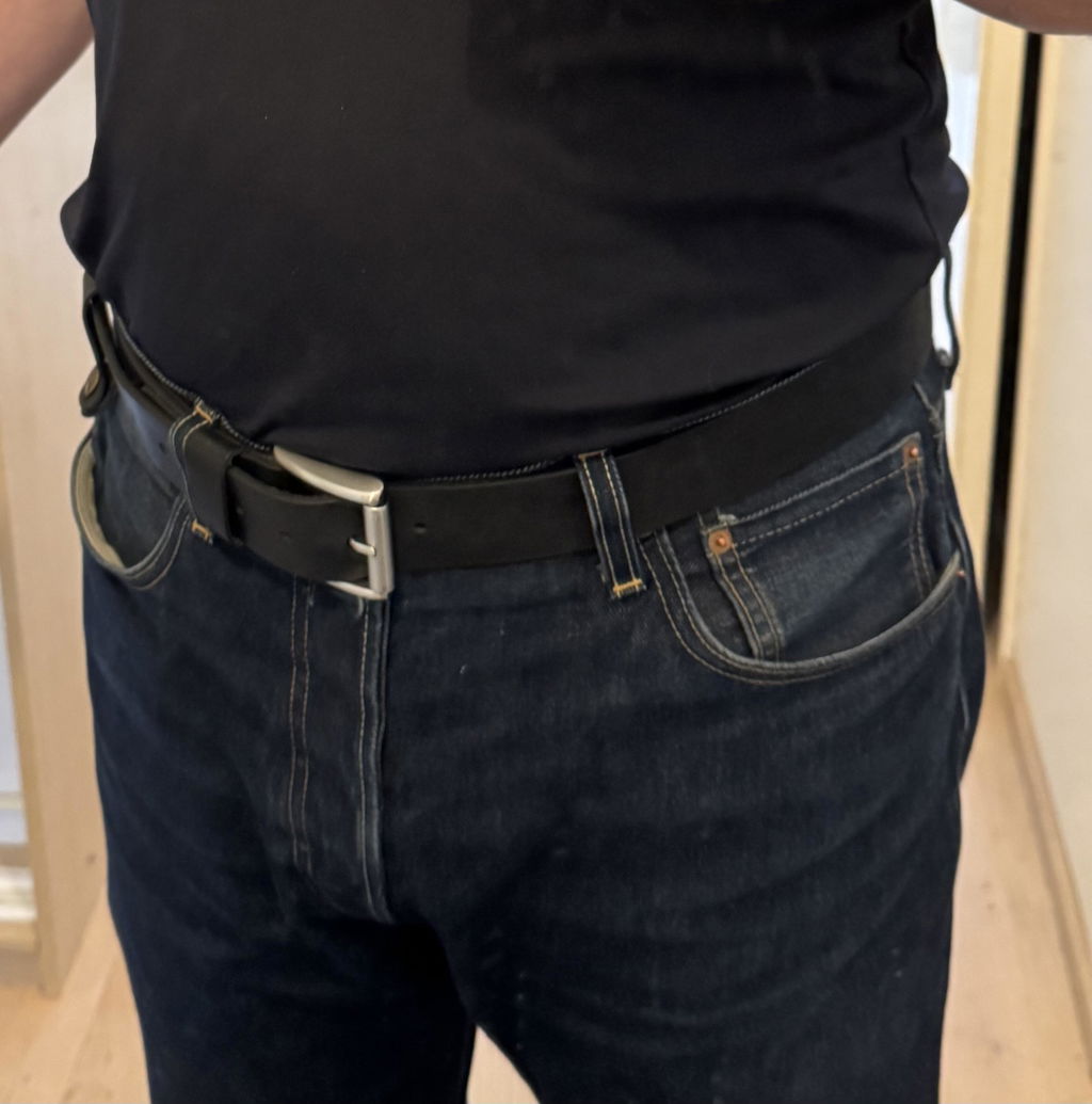 Crazy Horse Craft Belts Vegetable Tanned Leather Belt cintura nera Carbon Black