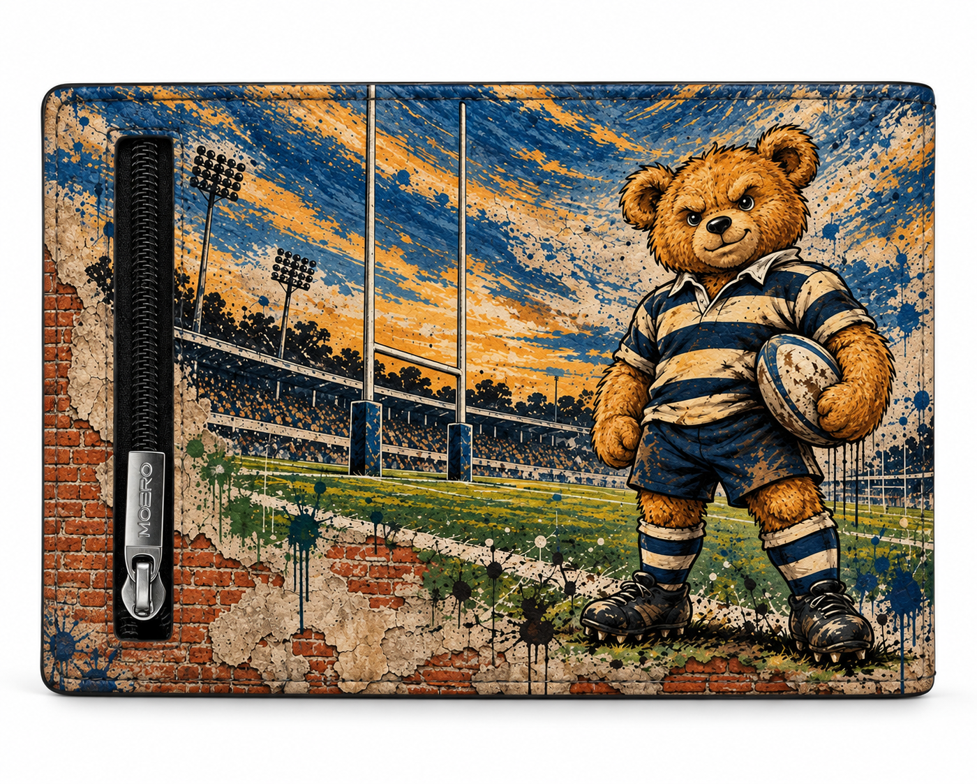 Moero Edizioni Speciali Teddy Rugby portafoglio RFID pelle Saffiano