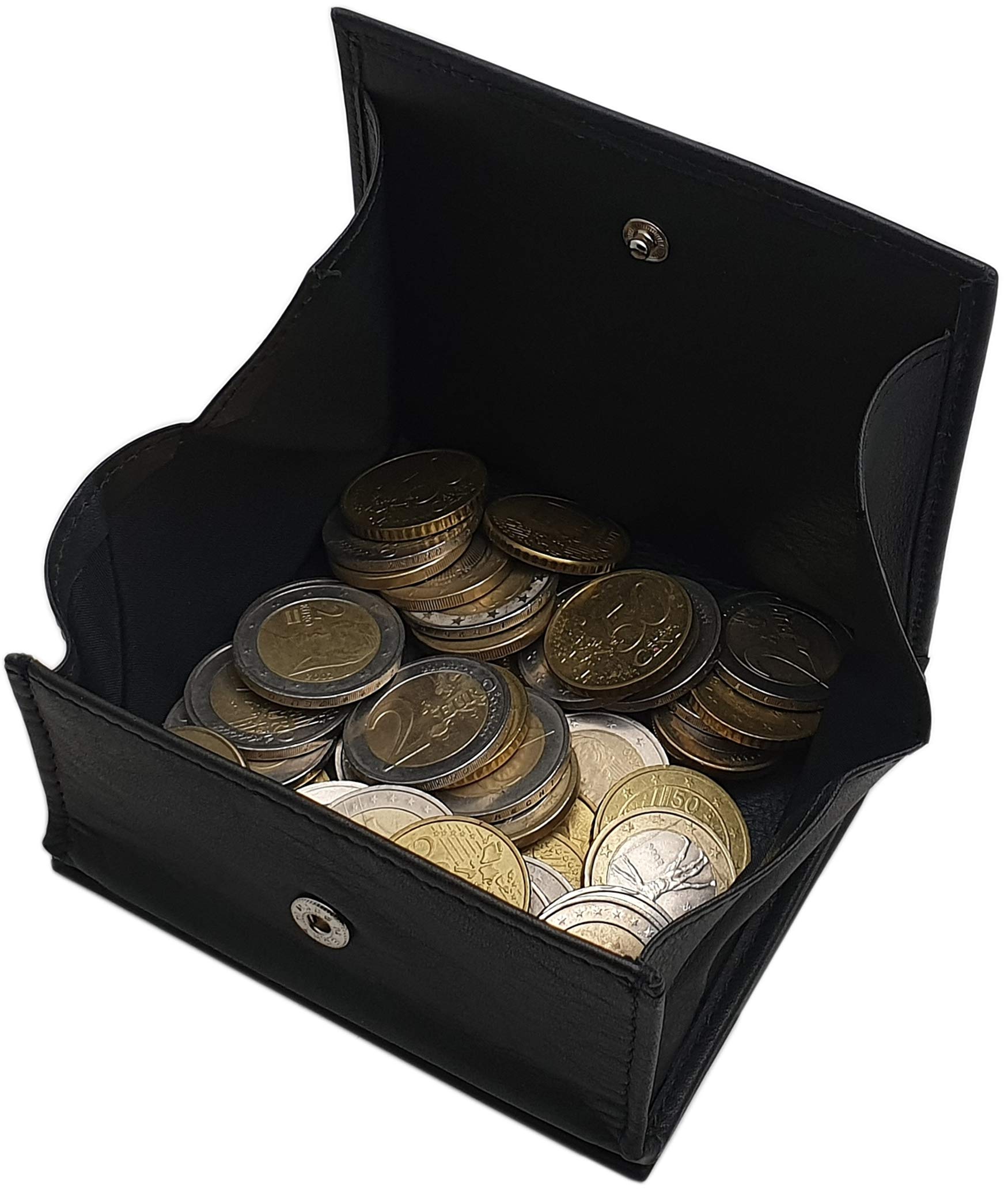 myledershop Münzbörsen Wiener Schachtel portamonete nero in nappa bovina