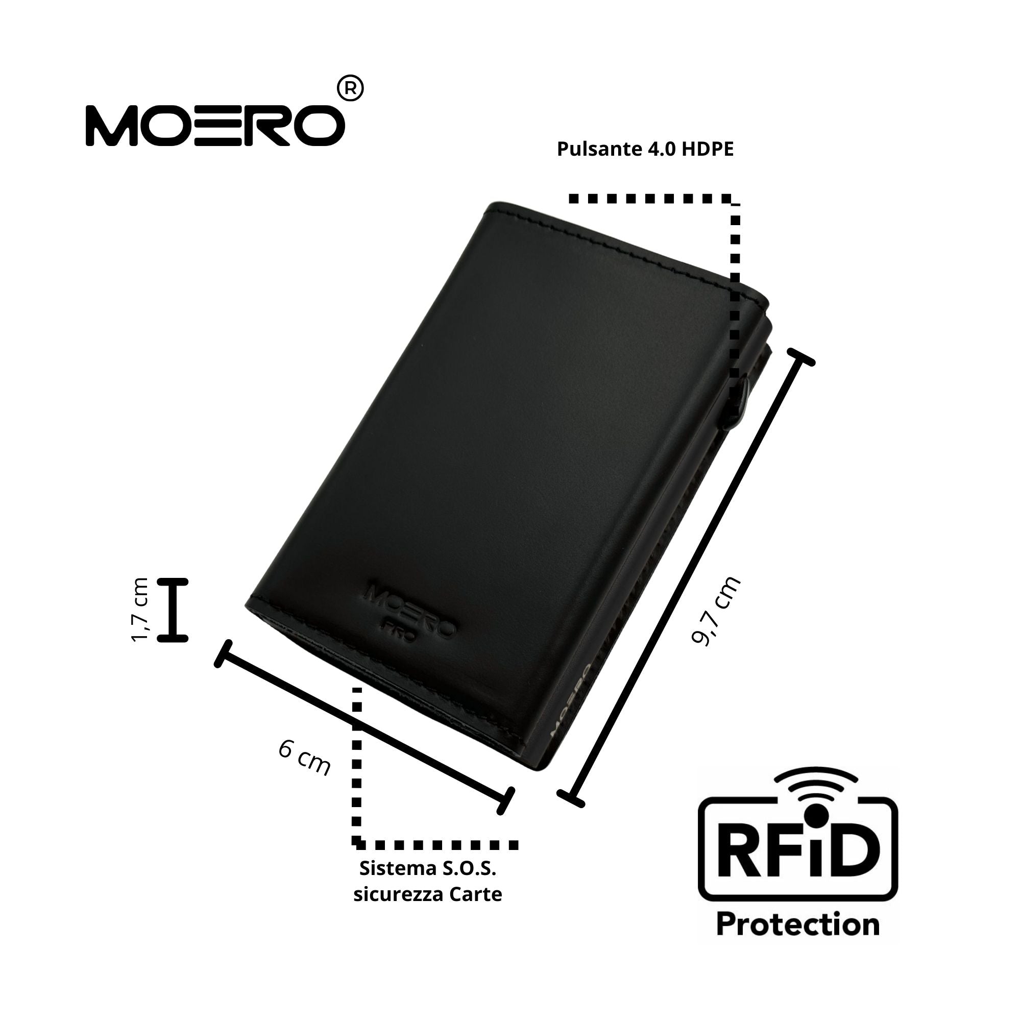 Moero Linea PRO Prestige portafoglio in pelle Black 4.0 RFID