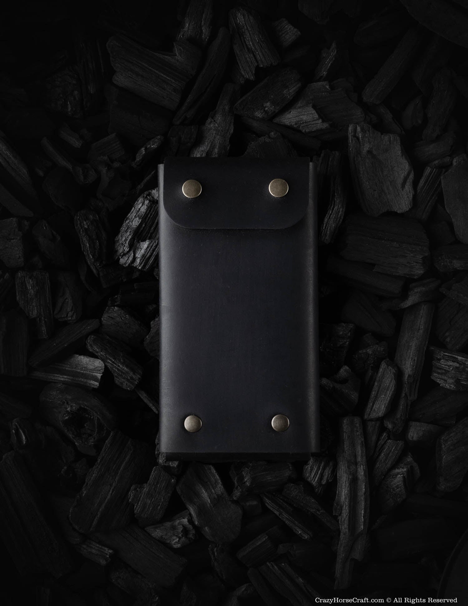 Crazy Horse Craft Minimalist Series portafoglio custodia iPhone Carbon Black in pelle