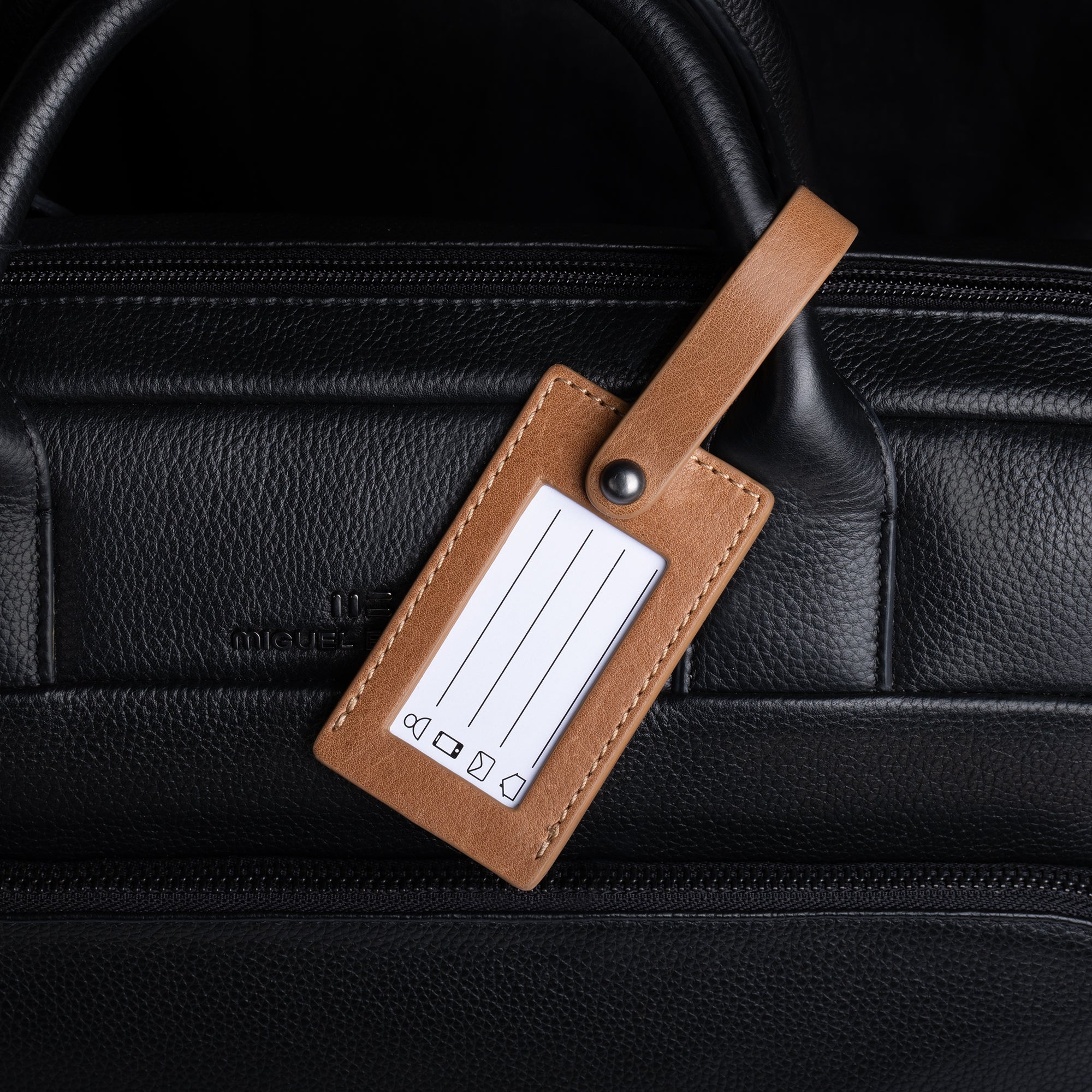 Miguel Bellido Accesorios funcionales porta etichetta bagaglio in pelle marrone chiaro