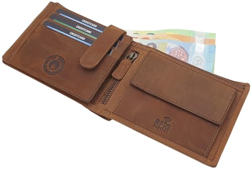 myledershop Herren Geldbörsen Modello 2 portafoglio orizzontale cognac RFID