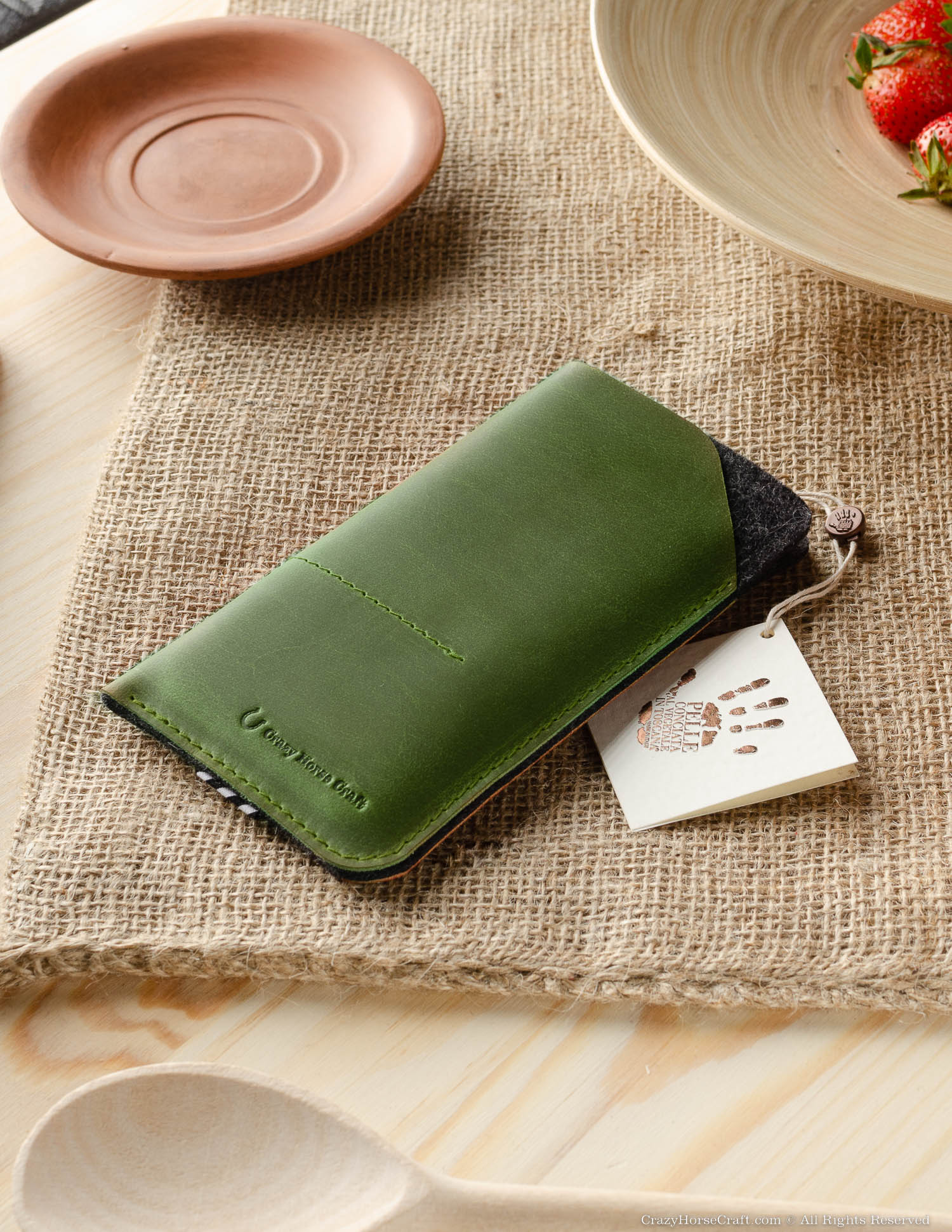 Crazy Horse Craft Phone Cases Leather Phone Case / Wallet with Card Pockets custodia iPhone Alpine Green