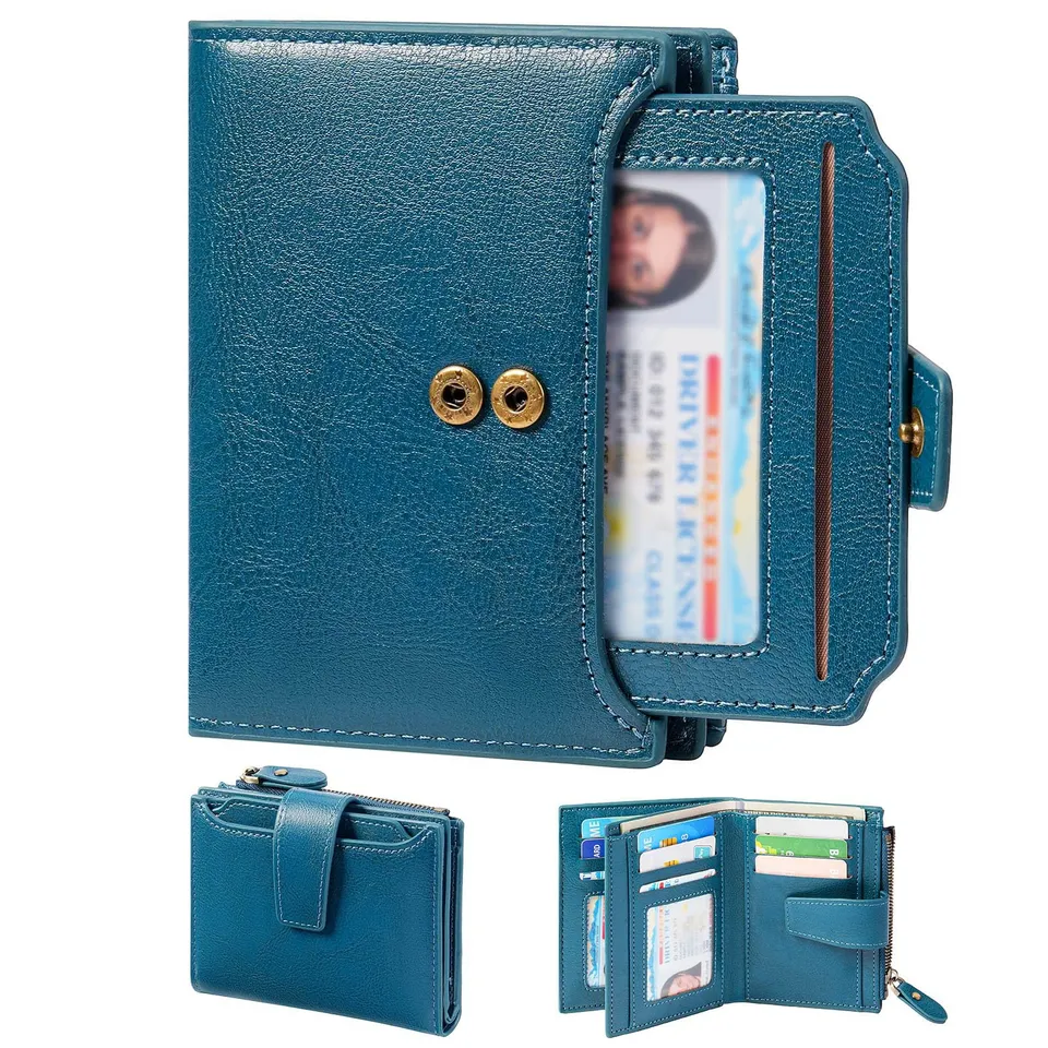 GOIACII SMALL WALLET A01 portafoglio blu pavone piccolo RFID