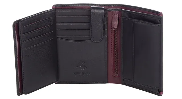 Visconti Heritage HT51 portafoglio uomo quadruplo nero bordeaux compatto