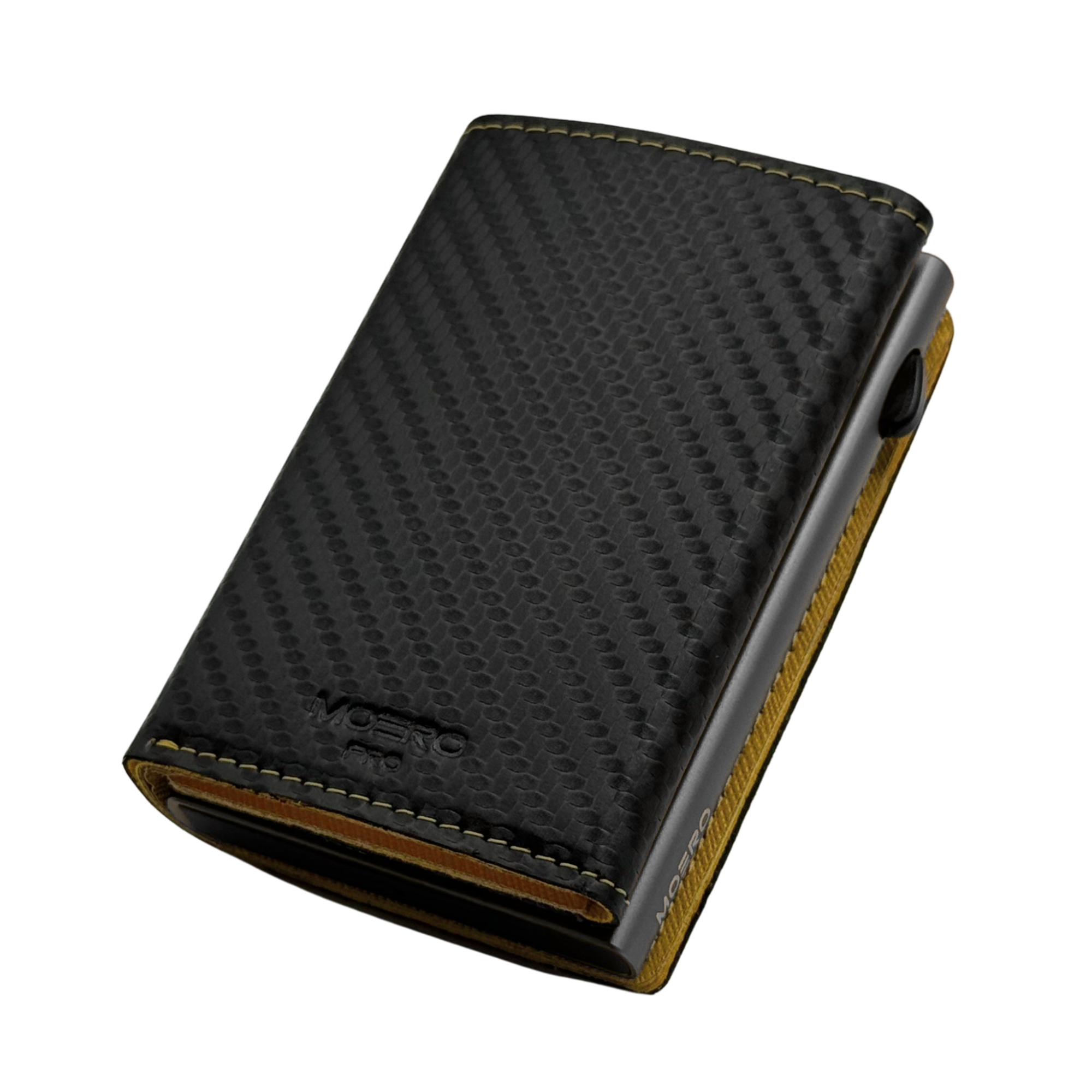 Moero Linea PRO PRO PLUS Zip Saffiano portafoglio nero e giallo RFID