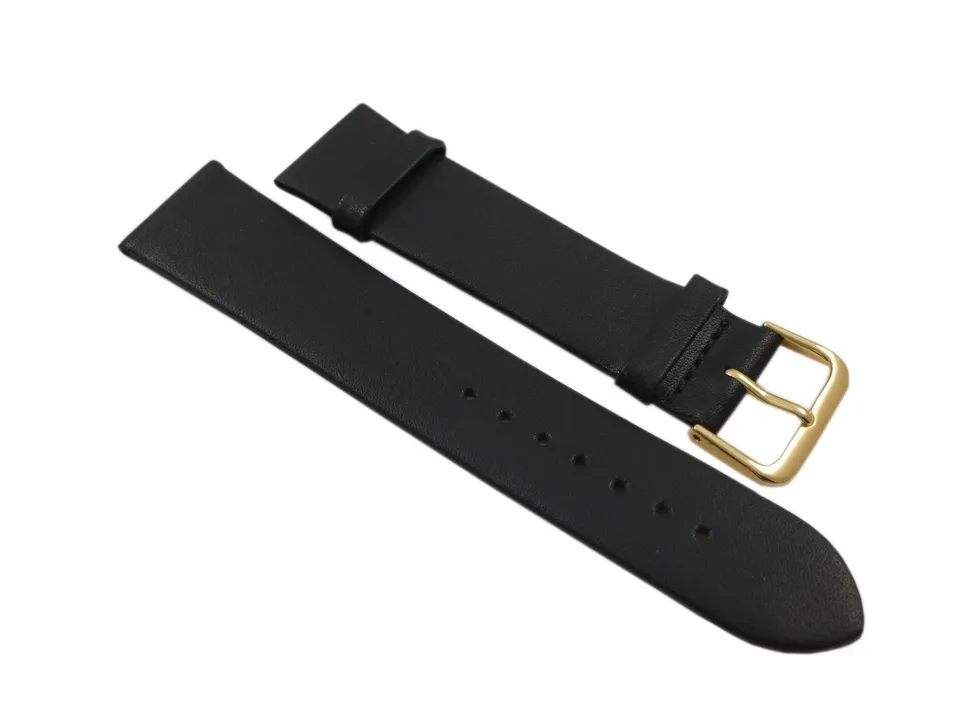 myledershop Uhrenarmbänder 18mm cinturino orologio nero pelle di vitello morbida