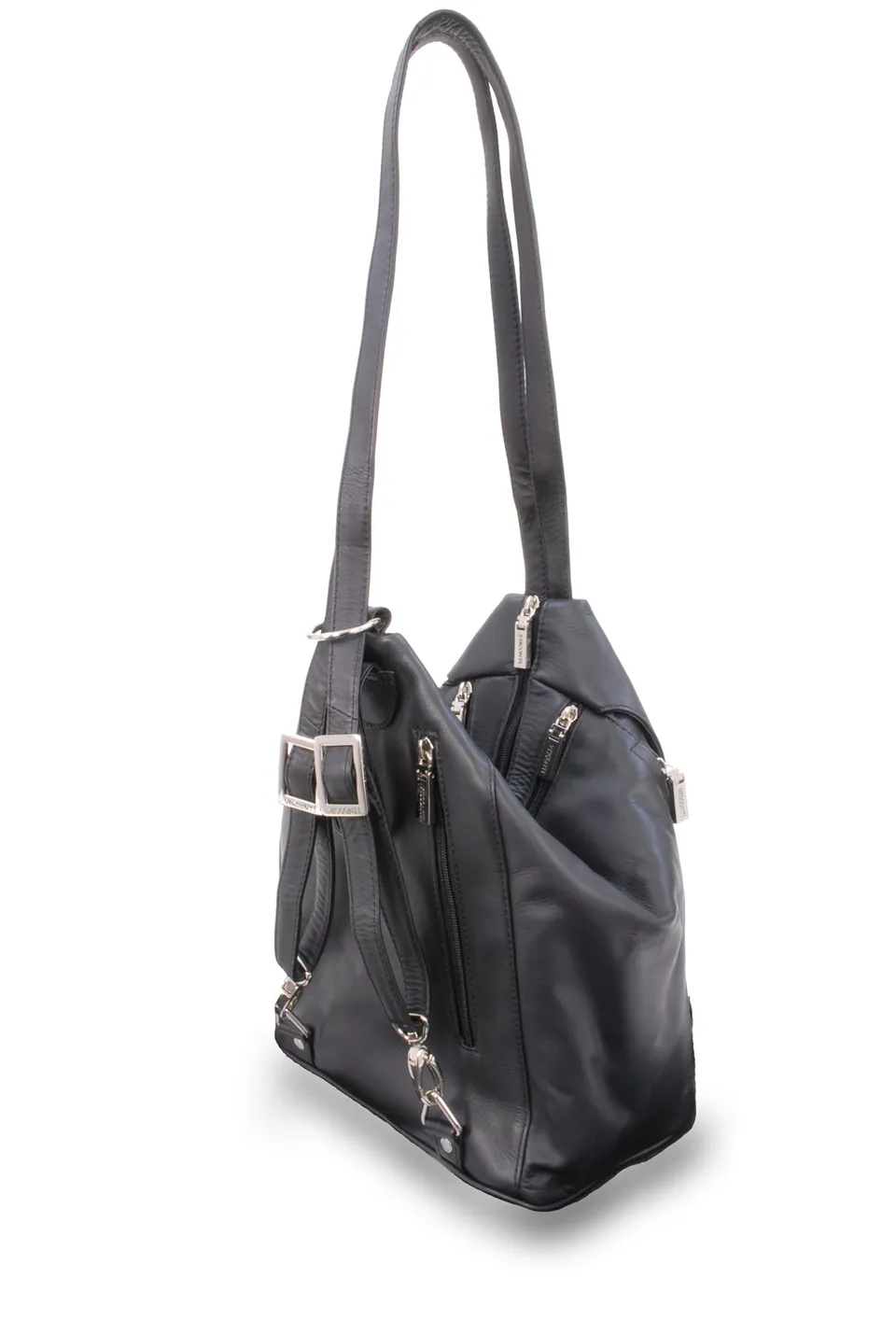Visconti Santorini 18357 Danii zaino borsa donna in pelle nero multitasche