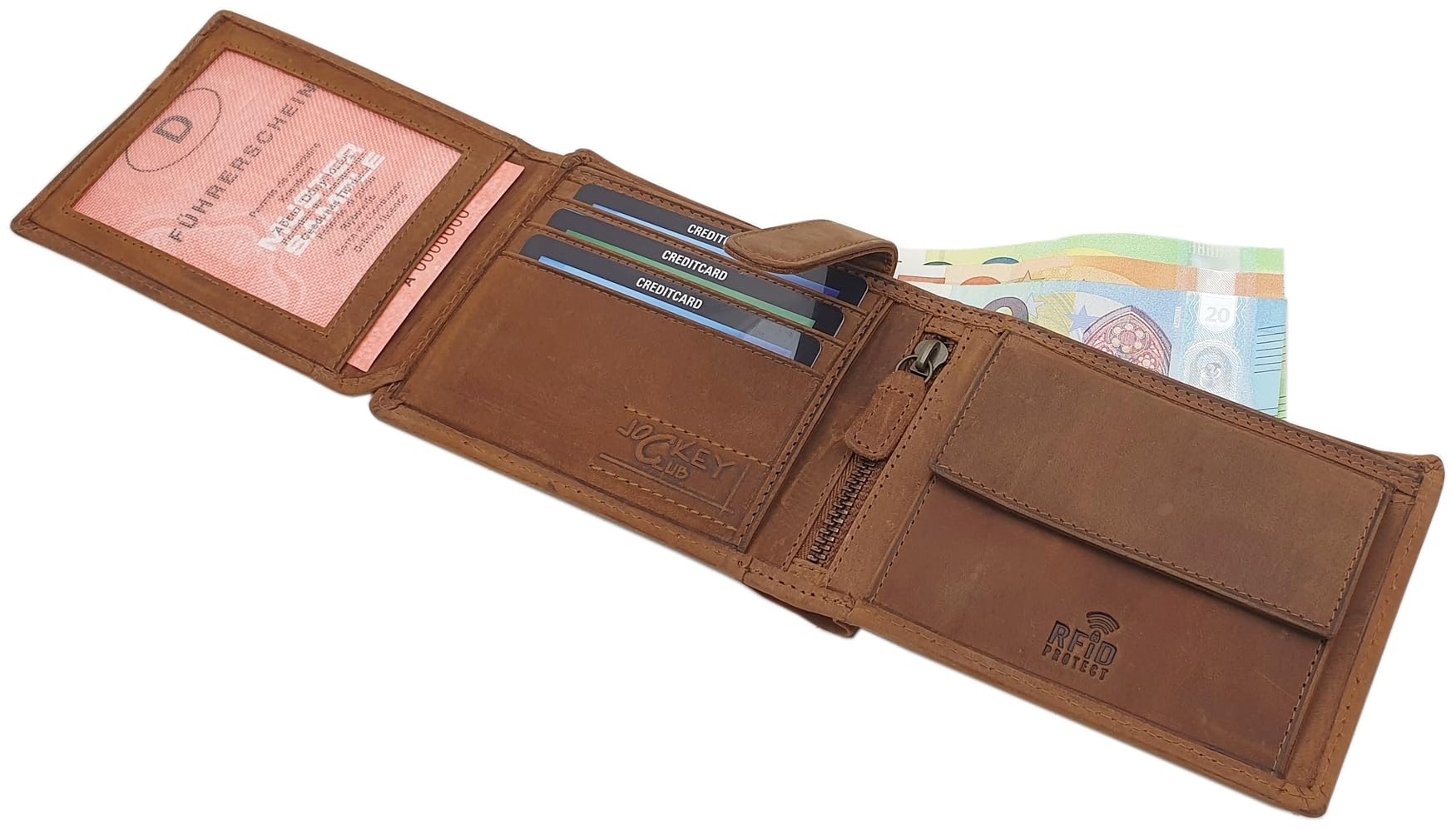 myledershop Herren Geldbörsen Modello 2 portafoglio orizzontale cognac RFID