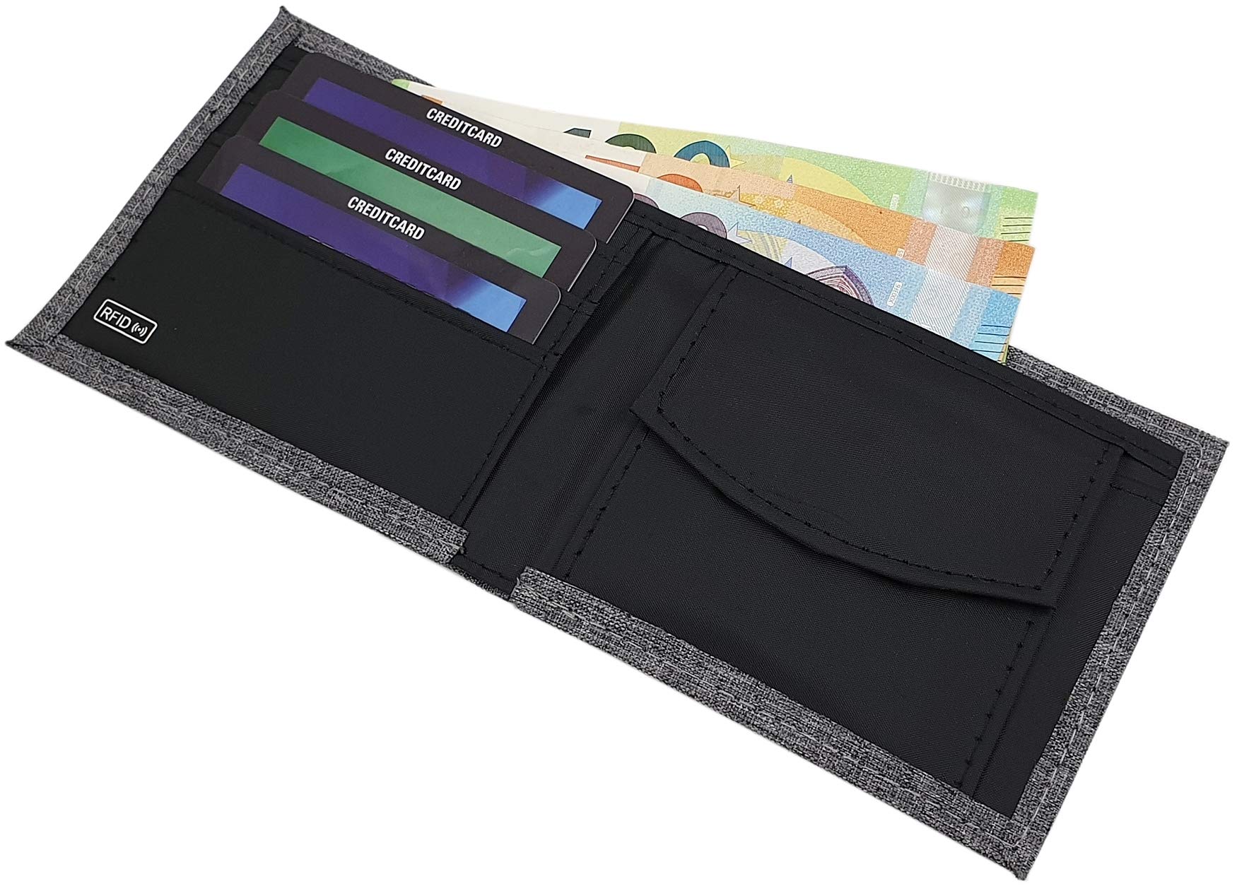 myledershop Herren Geldbörsen portafoglio orizzontale grigio RFID NFC