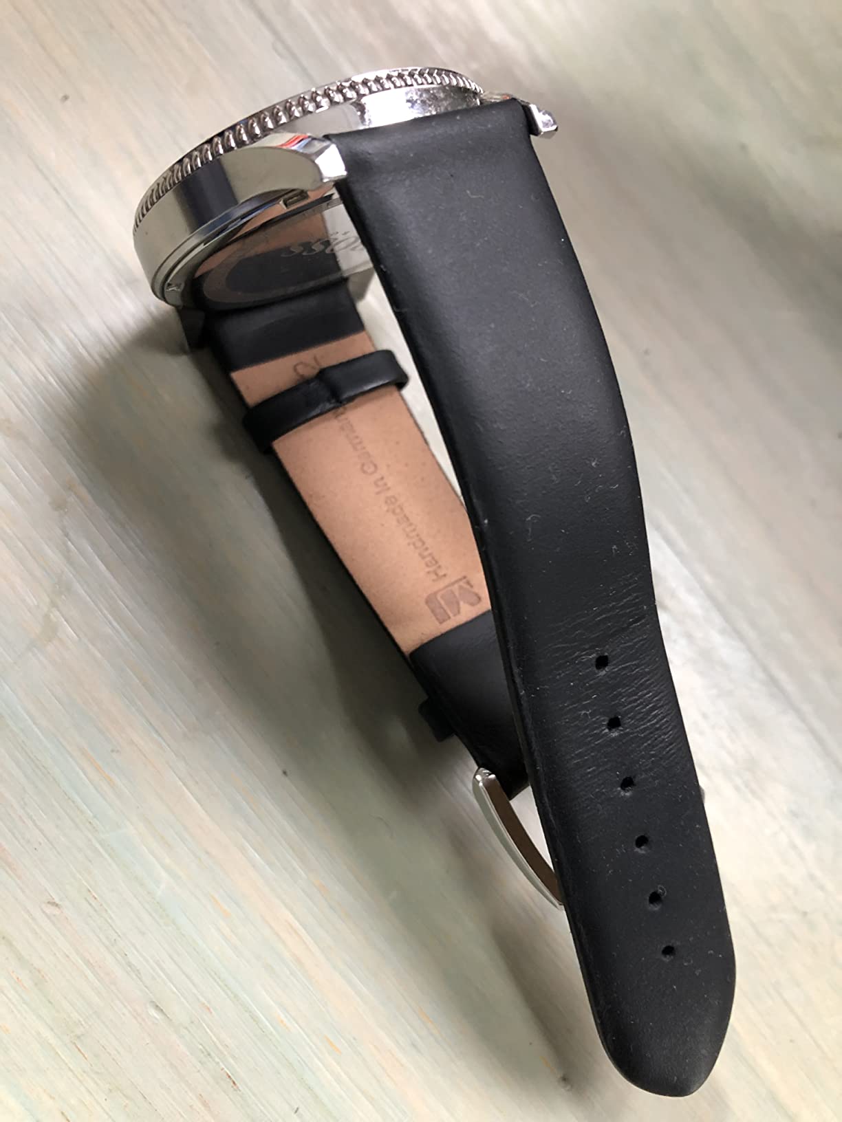 myledershop Uhrenarmbänder cinturino orologio 22 mm pelle vitello nero