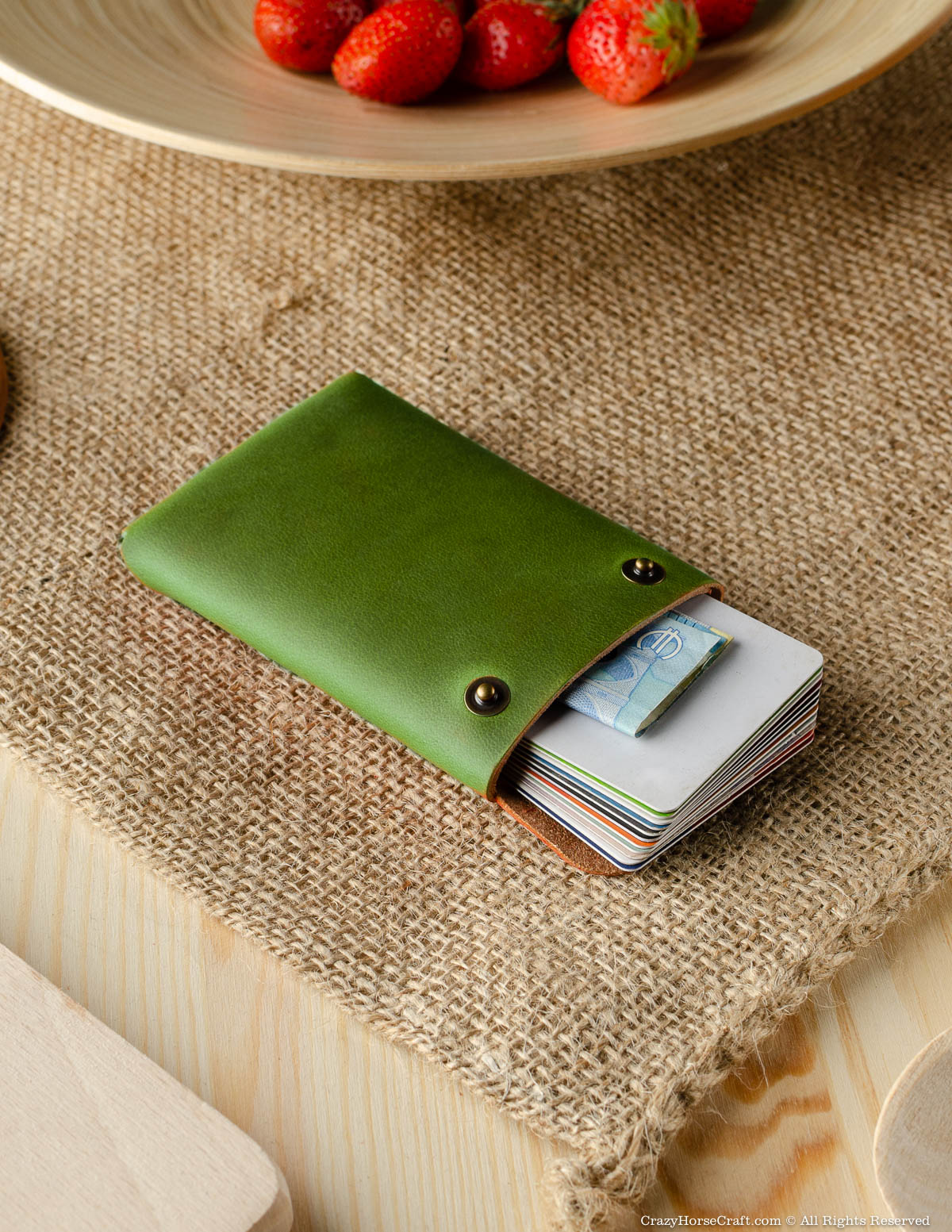 Crazy Horse Craft Minimalist Series Cases portafoglio custodia e portachiavi Alpine Green
