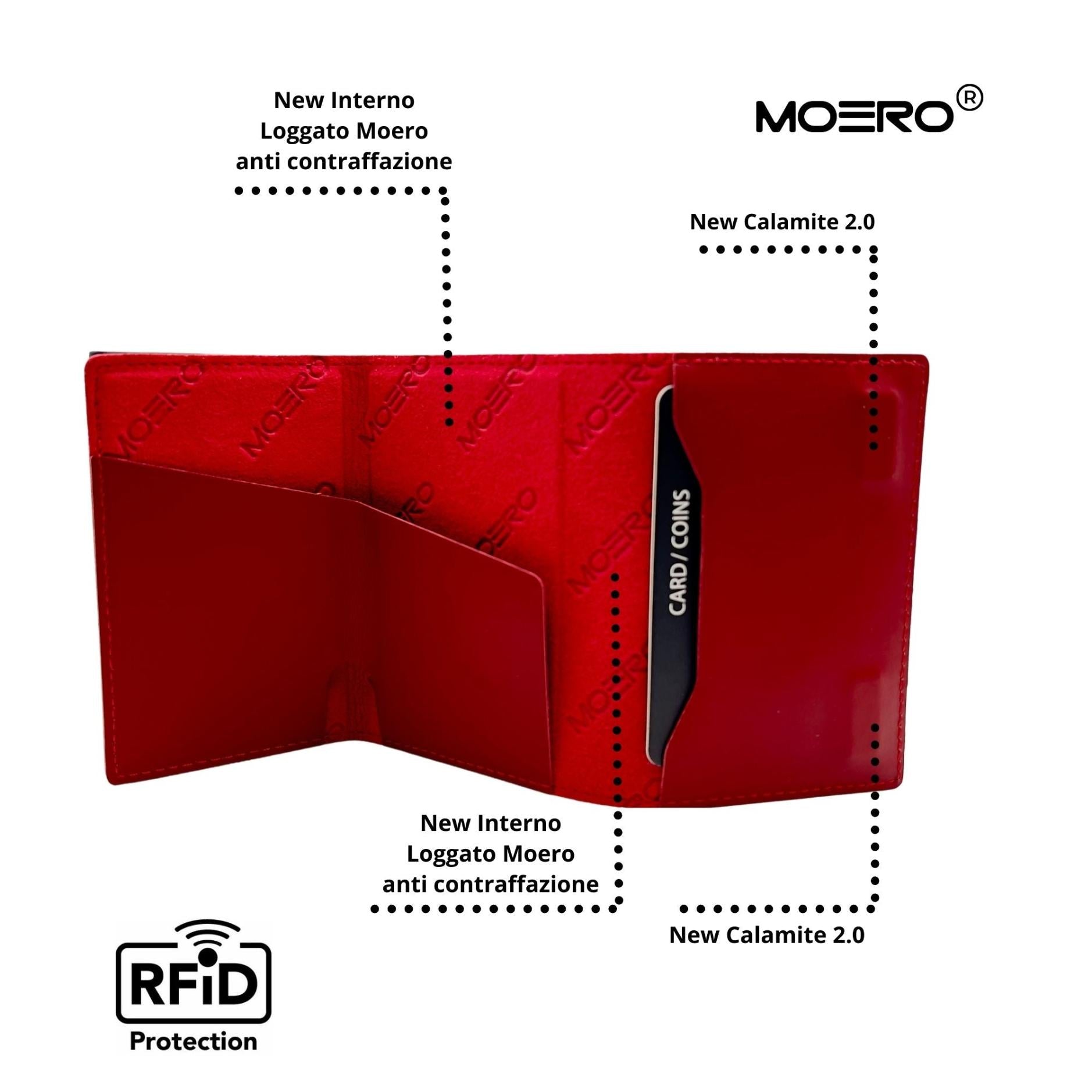 Moero Linea PRO Prestige portafoglio rosso RFID pelle