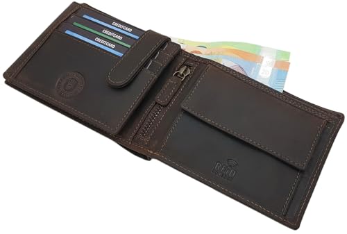 myledershop Herren Geldbörsen Modello 2 portafoglio orizzontale marrone RFID