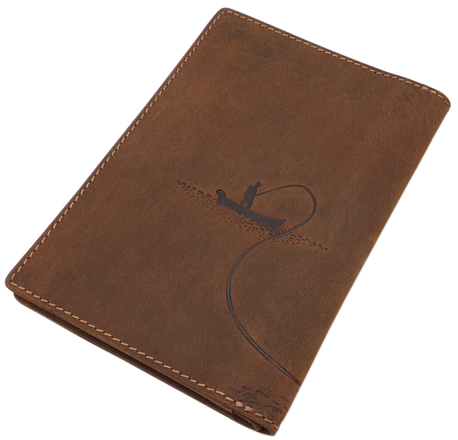 myledershop Karten- und Ausweisetuis porta documenti motivo pesce pelle bufalo