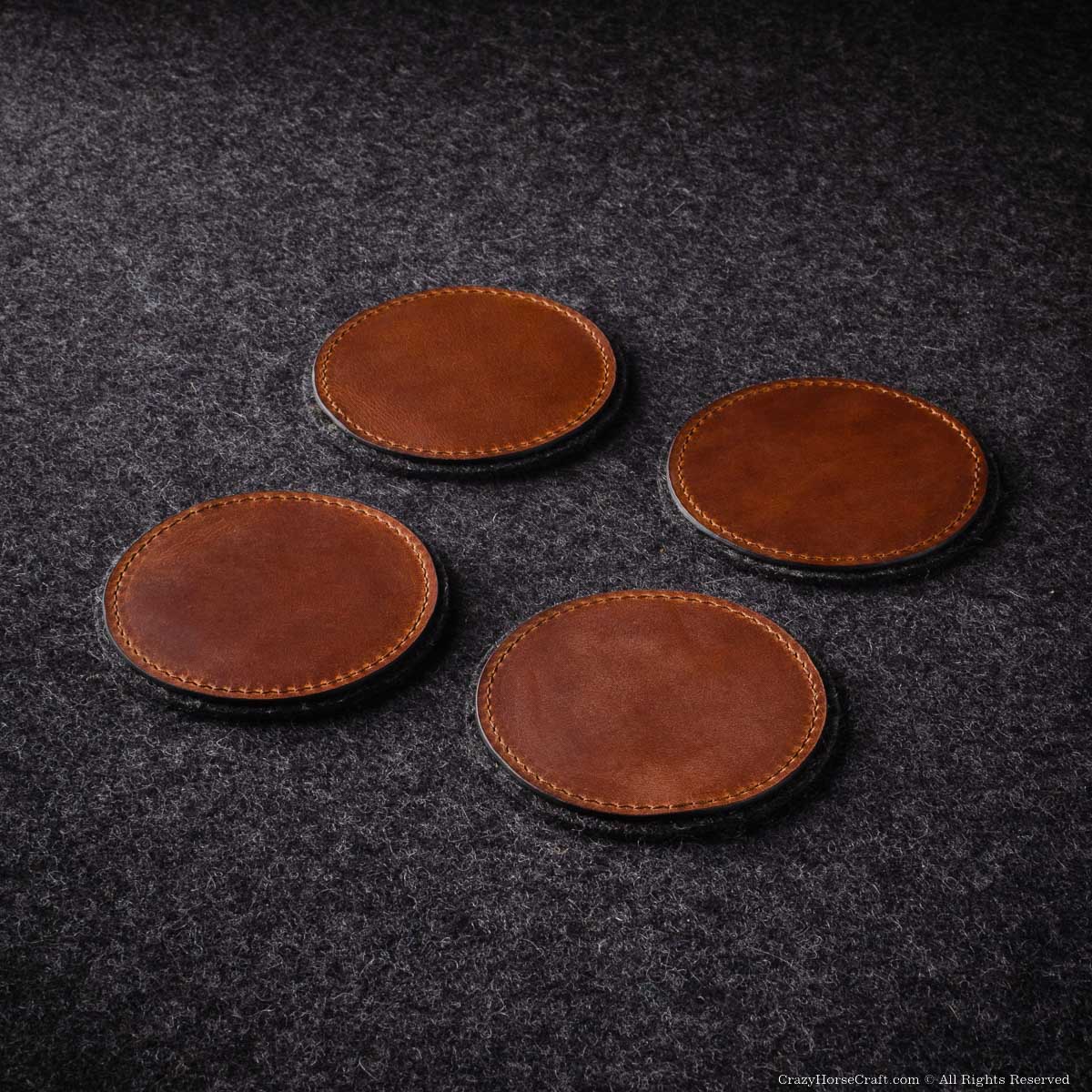 Crazy Horse Craft Desk Accessories sottobicchieri in pelle 4 pezzi marrone classico