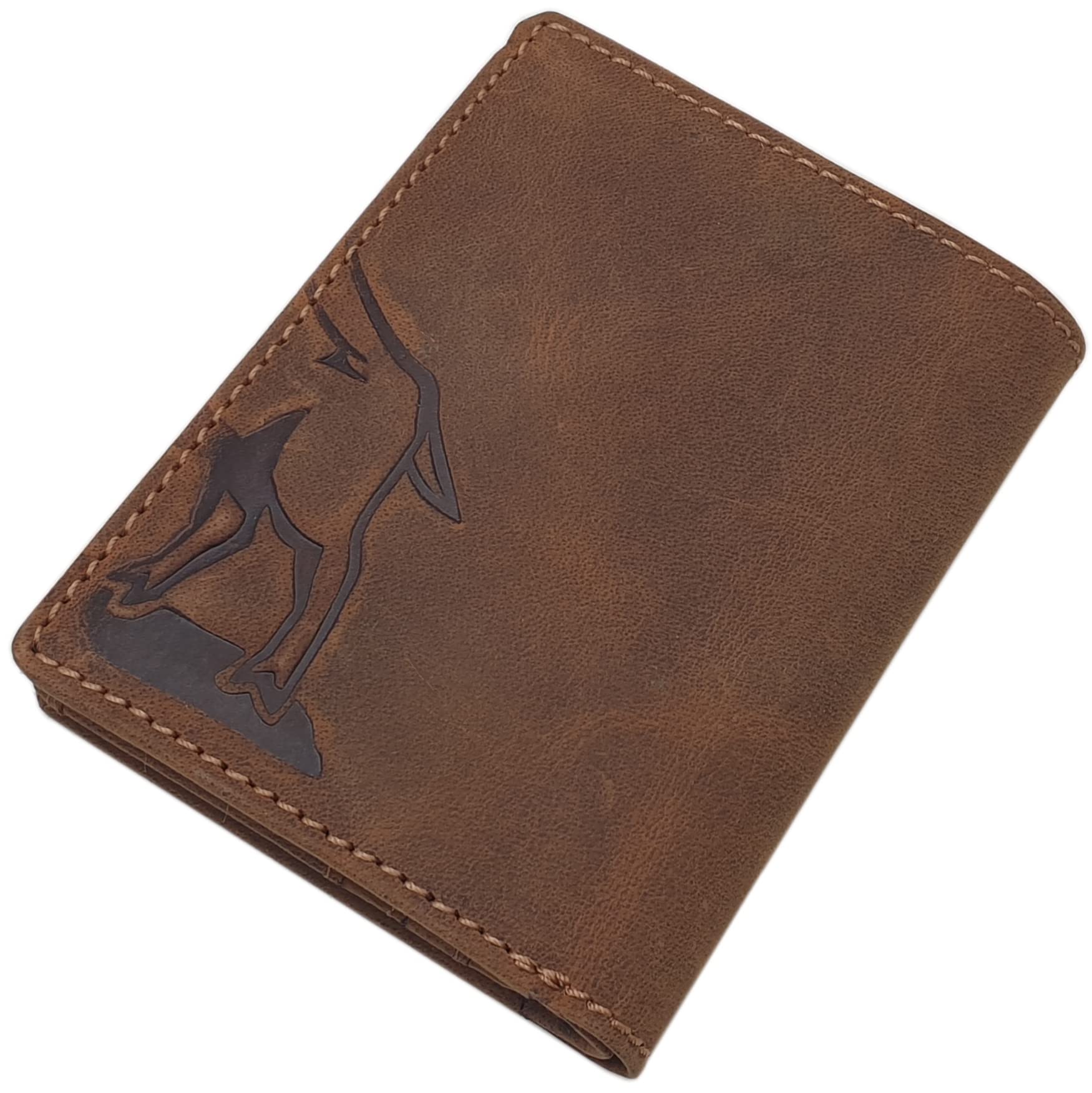 myledershop Herren Geldbörsen Modello 1 portafoglio verticale marrone RFID pelle di bufalo
