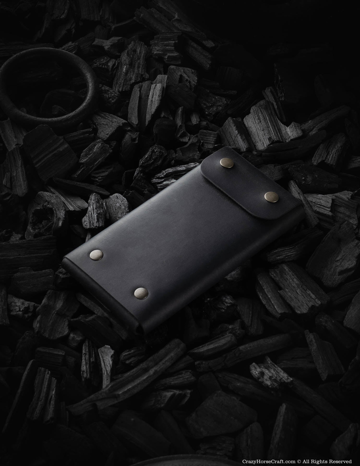 Crazy Horse Craft Minimalist Series portafoglio custodia iPhone Carbon Black in pelle