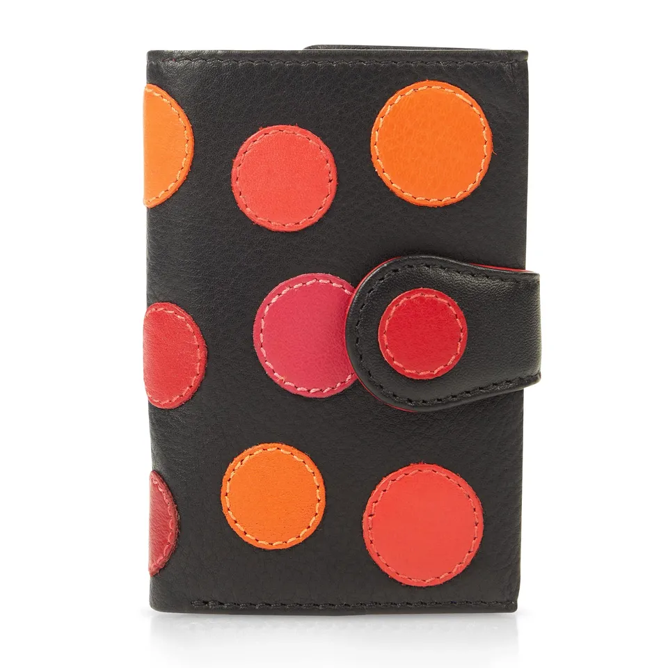 Visconti Polka portafoglio slim Nero/Bacca con protezione RFID