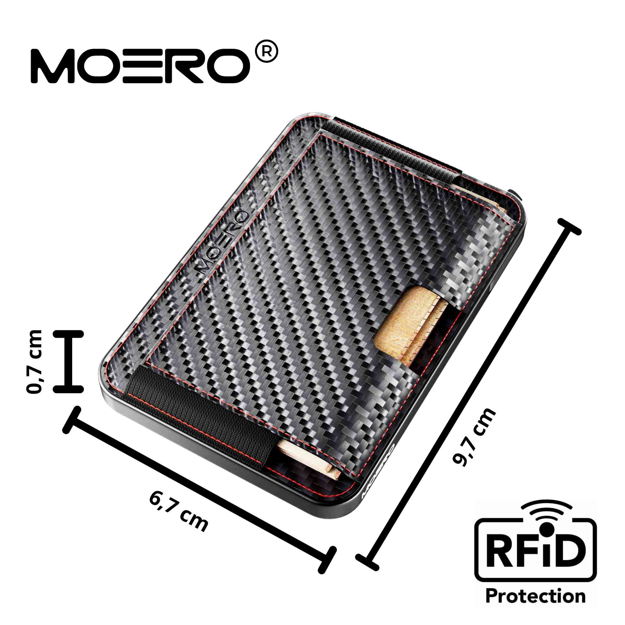 Moero Linea M2 M2 Pro portafoglio Racing Red MagSafe carbonio