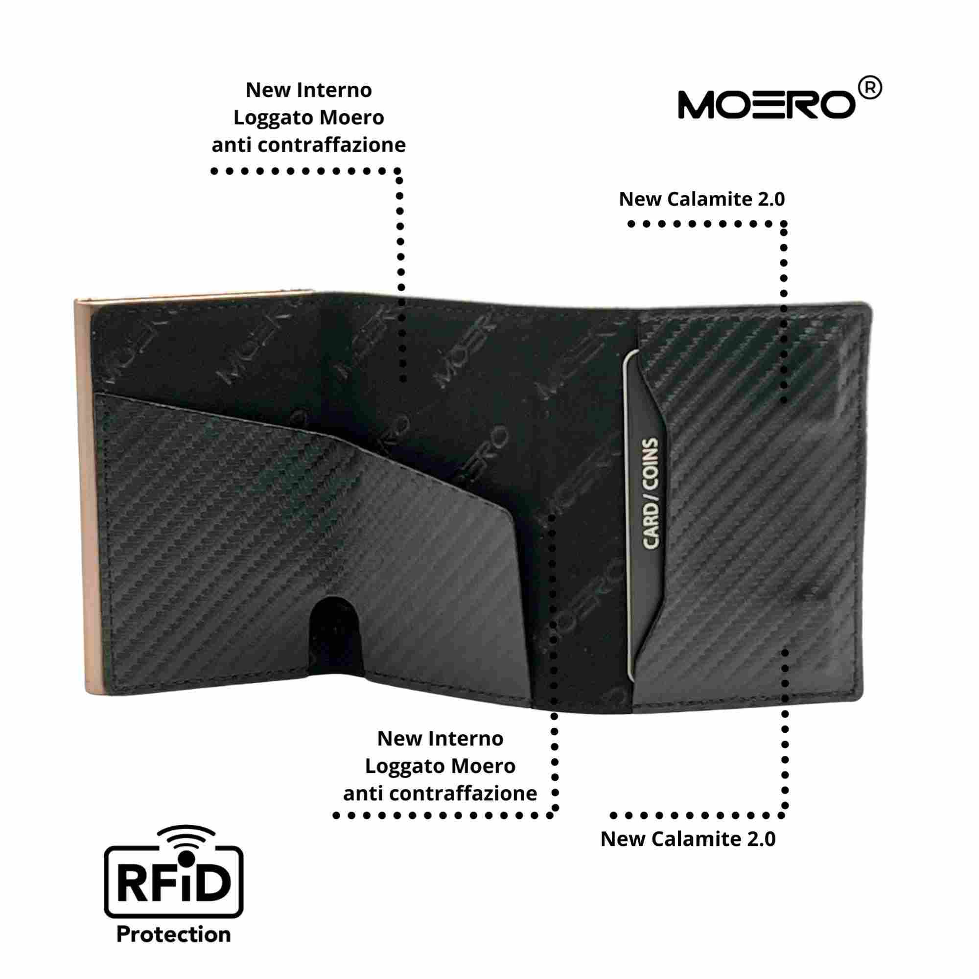 Moero Linea AirTag AirTag PRO Carbon Black Zip portafoglio Nero RFID