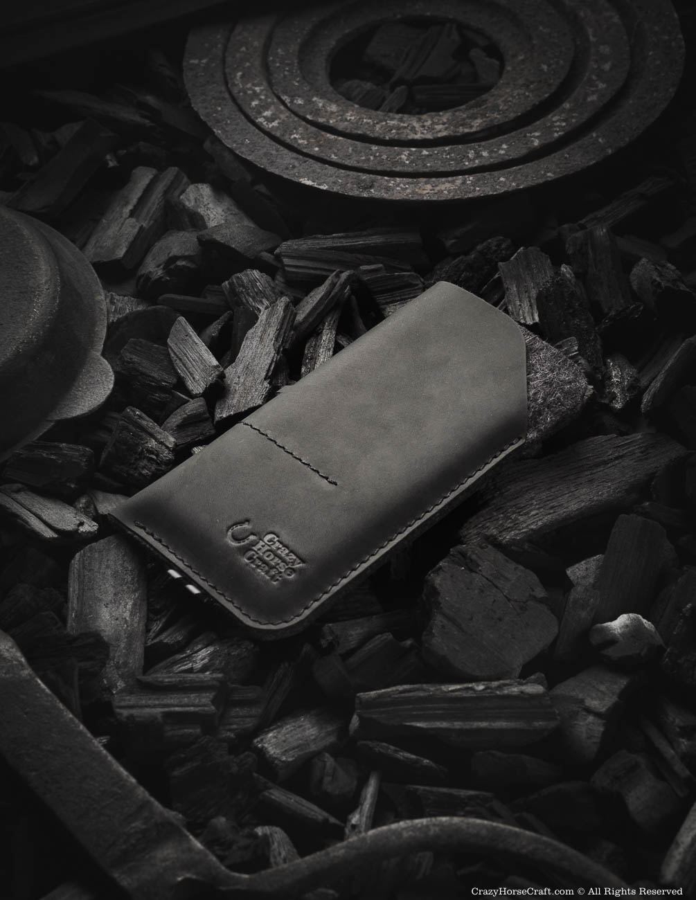 Crazy Horse Craft Phone Cases custodia portafoglio iPhone 15 Carbon Black