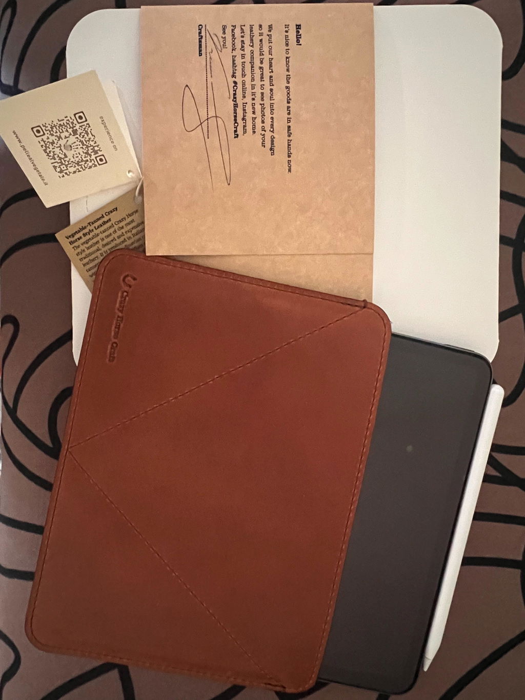 Crazy Horse Craft iPad and Kindle Cases Classic Leather & Felt iPad Mini Case custodia marrone