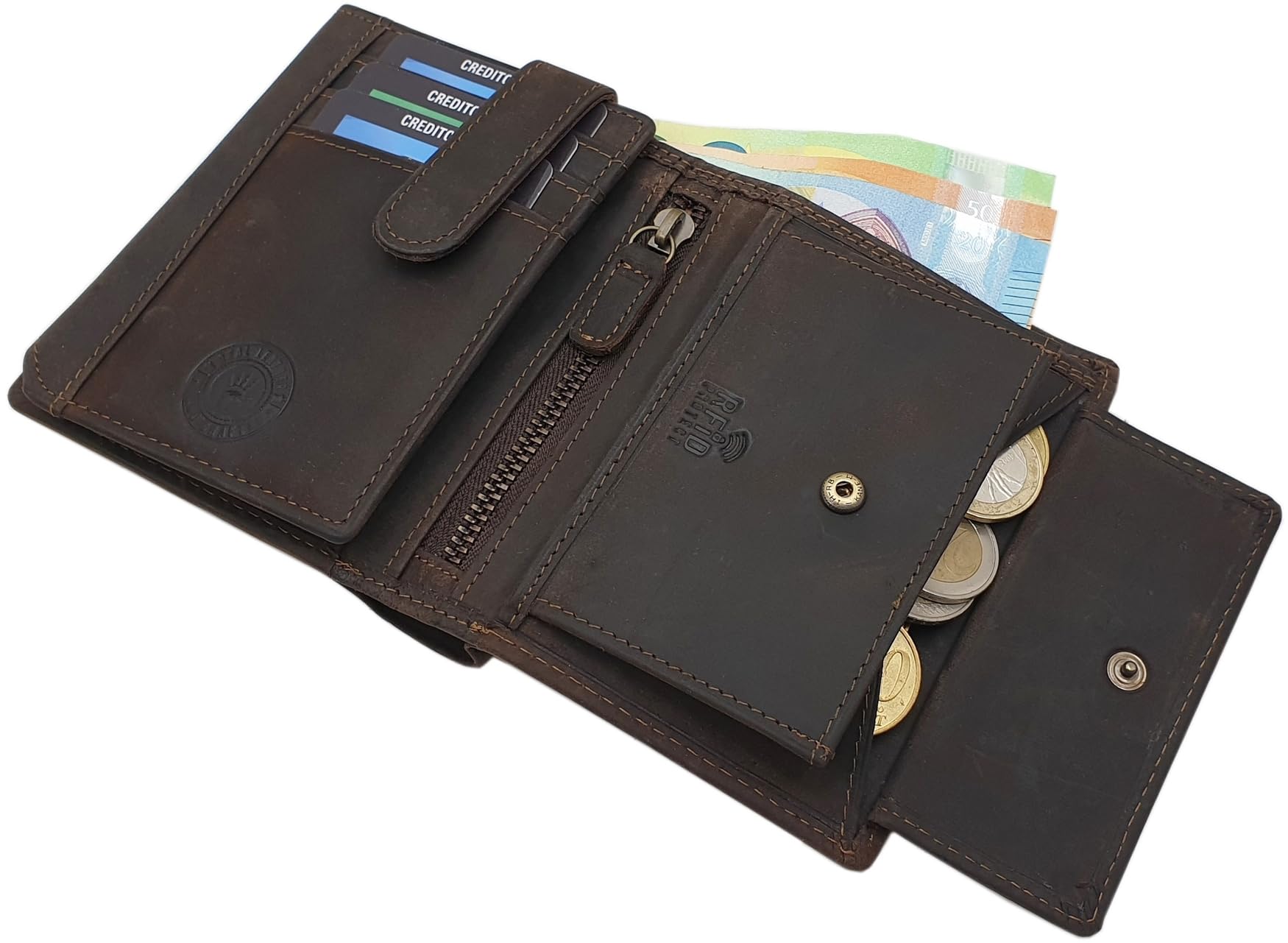 myledershop Herren Geldbörsen Modello 1 portafoglio verticale marrone RFID