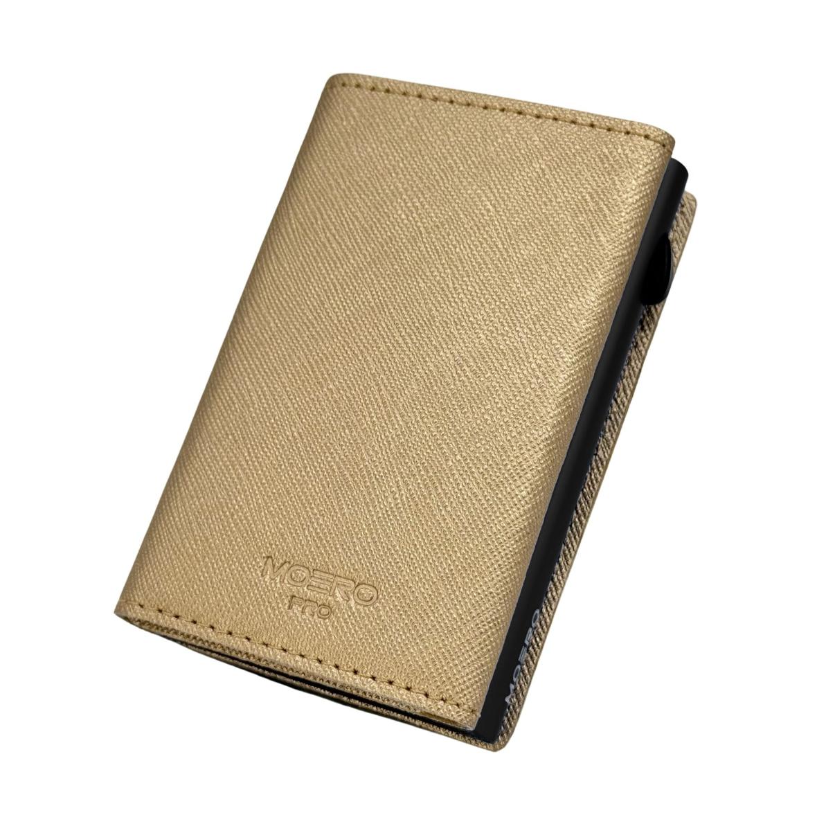 Moero Linea PRO Zip Saffiano portafoglio oro RFID