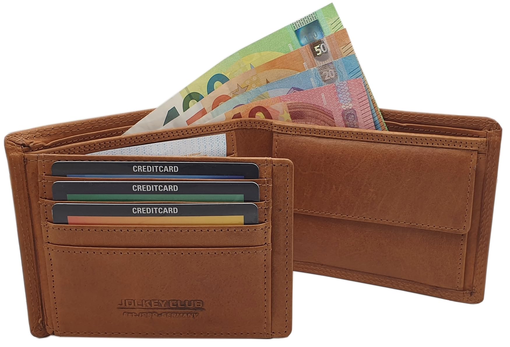 myledershop Herren Geldbörsen Modello 2 formato orizzontale portafoglio RFID cognac