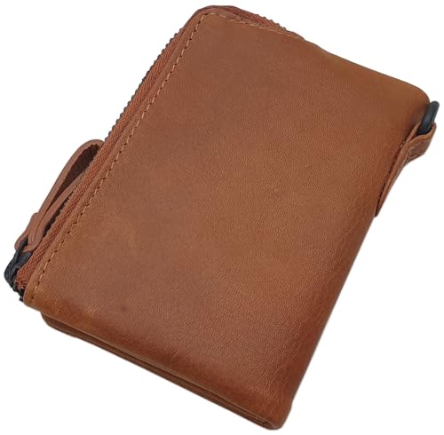 myledershop Herren Geldbörsen Portafoglio pelle bovina cognac RFID
